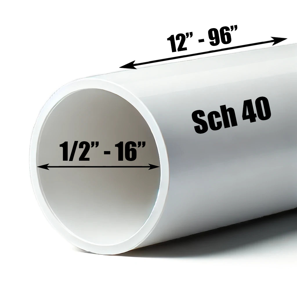 Schedule 40 PVC Pipe (Sch 40) - Cut to Custom Length