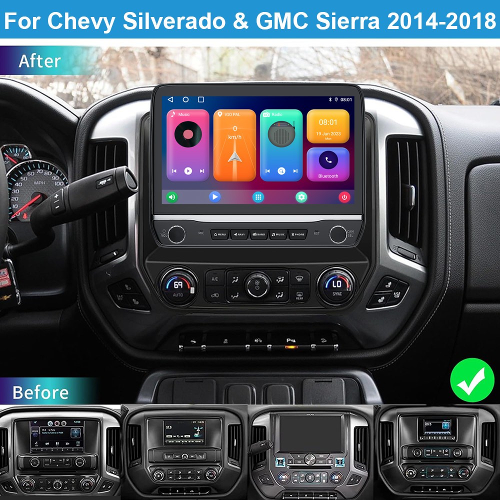 Carplay Car Stereo Radio For 2014-2018 Chevrolet Silverado GM Sierra 4+64G