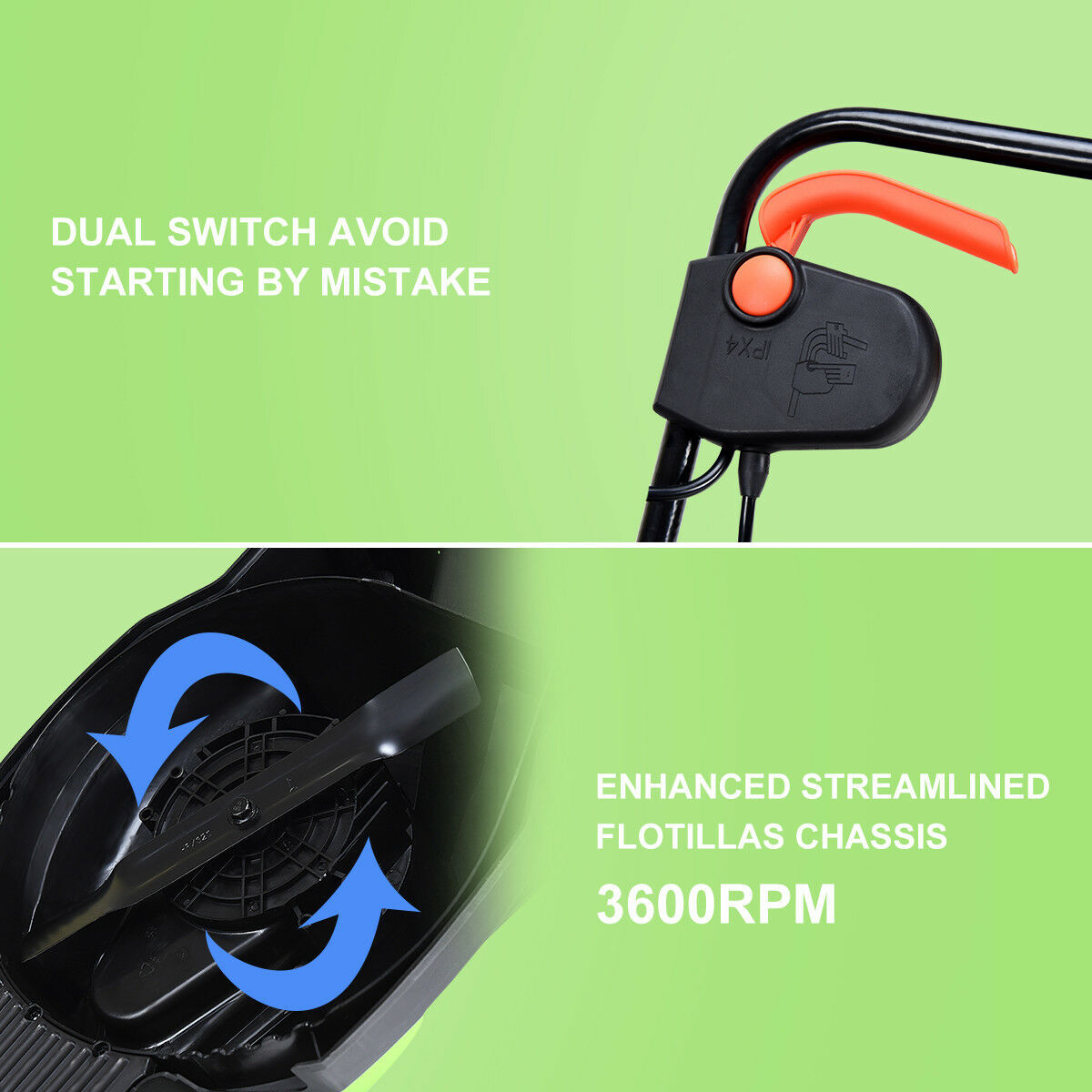 Costway 12 Amp 14-Inch Electric Push Lawn Corded Mower With Grass Bag Green