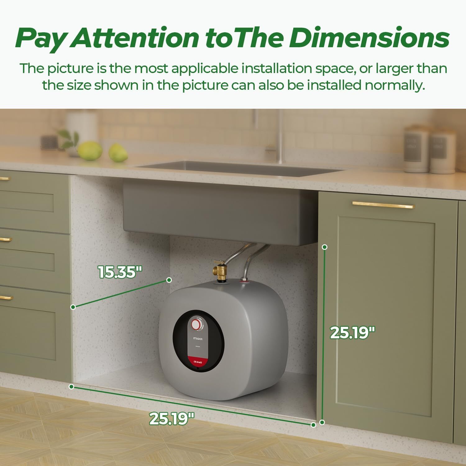 【90% NEW】1440W 8.0 Gallon Electric Mini Tank Water Heater Instant Hot Water