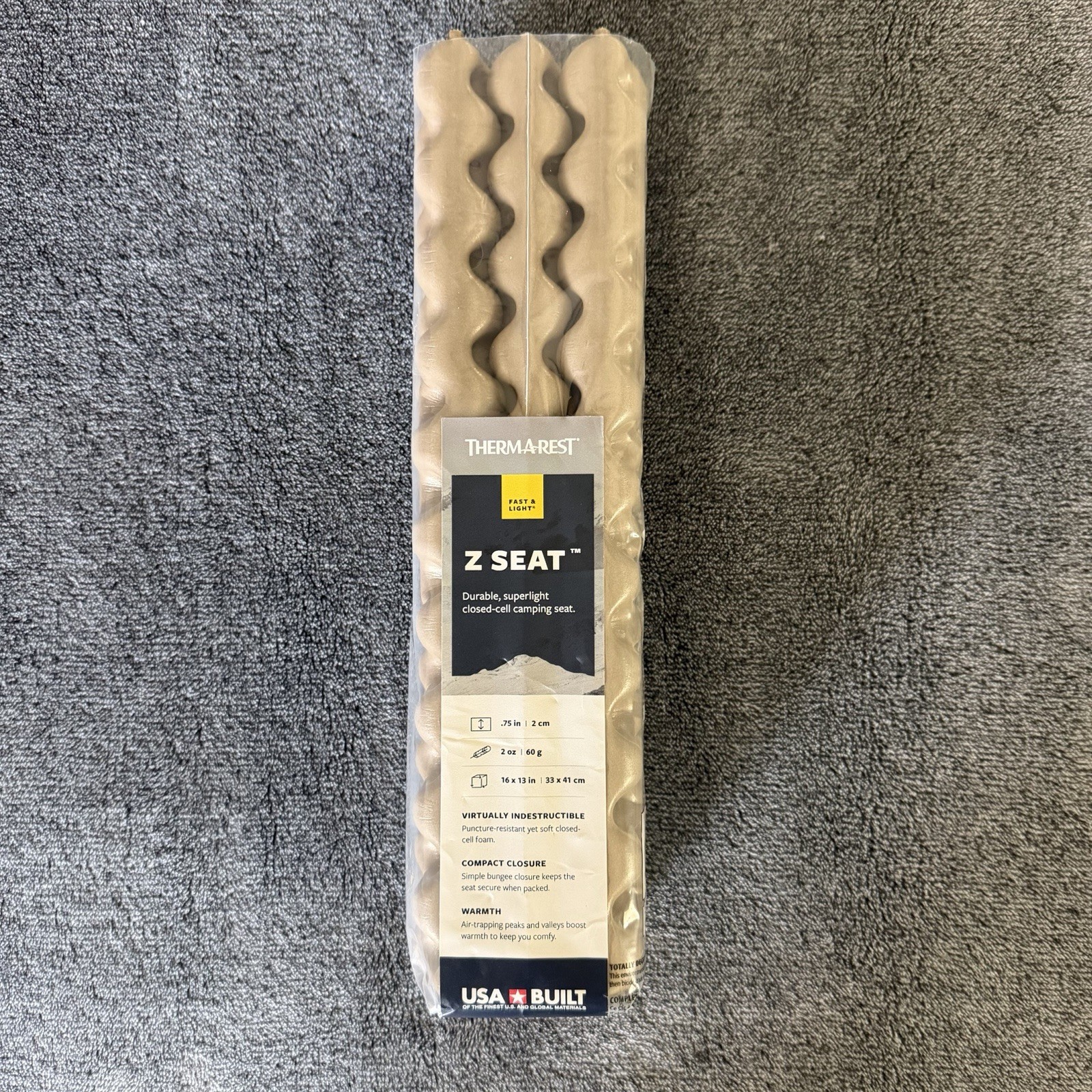 Thermarest Z-Seat Closed-Cell Camping Seat, 13"x16" (Therma-Rest) Coyote, Grey