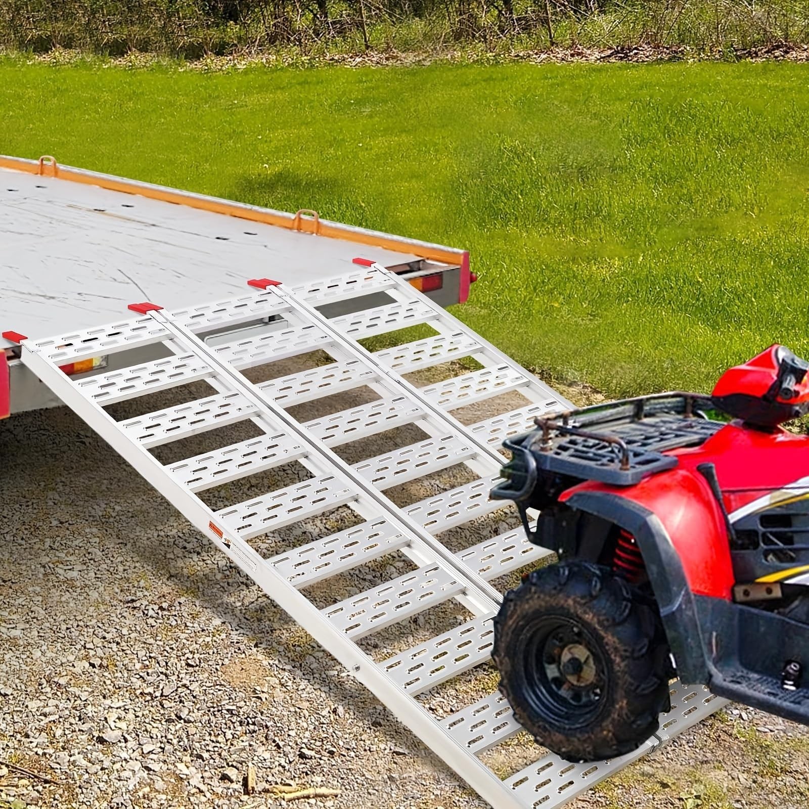 76x50" Tri-Fold Aluminum Truck Loading Ramp 1500 Lbs Heavy Duty ATV Ramp Pickup