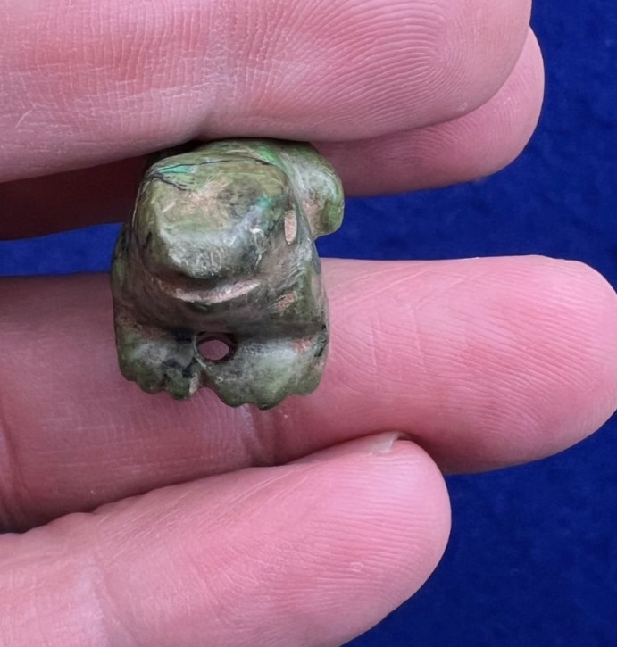 Pre Columbian Mayan Green Jade Frog Figure Effigy Jade Bead Pendant Antique