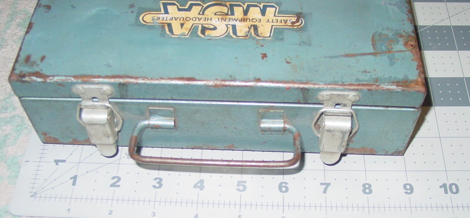 Vintage MSA Mine Safety Power Company Metal Mount First Aid Kit w/Contents USA