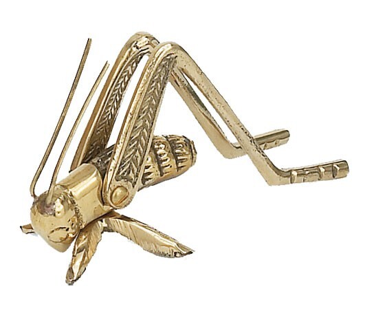 Vintage Style Brass Grasshopper Cricket Paperweight Figurine 3.5'' Paperweight