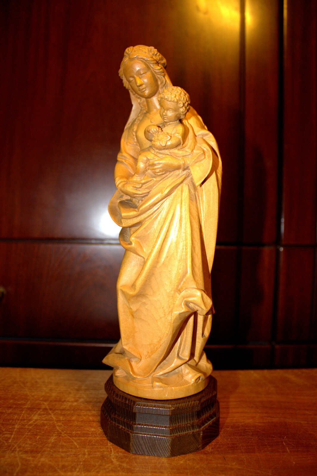 VTG ANRI 11" HAND CARVED WOOD OUR LADY VIRGIN MARY JESUS STATUE SCULPTURE FIGURE