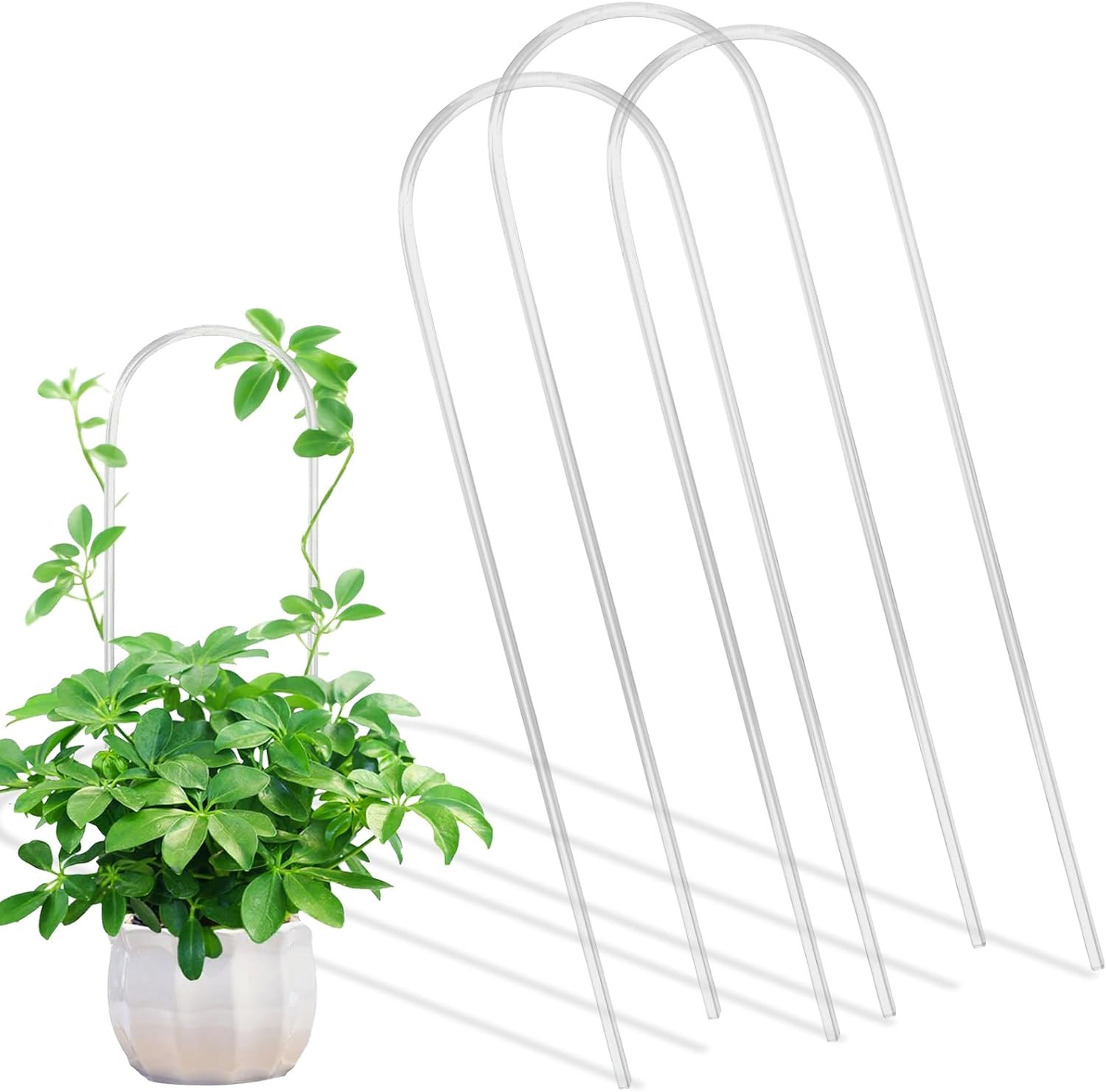 3 Pack U-Shaped Clear Acrylic Trellis 13.7" Indoor Plant Support for Hoya Pothos