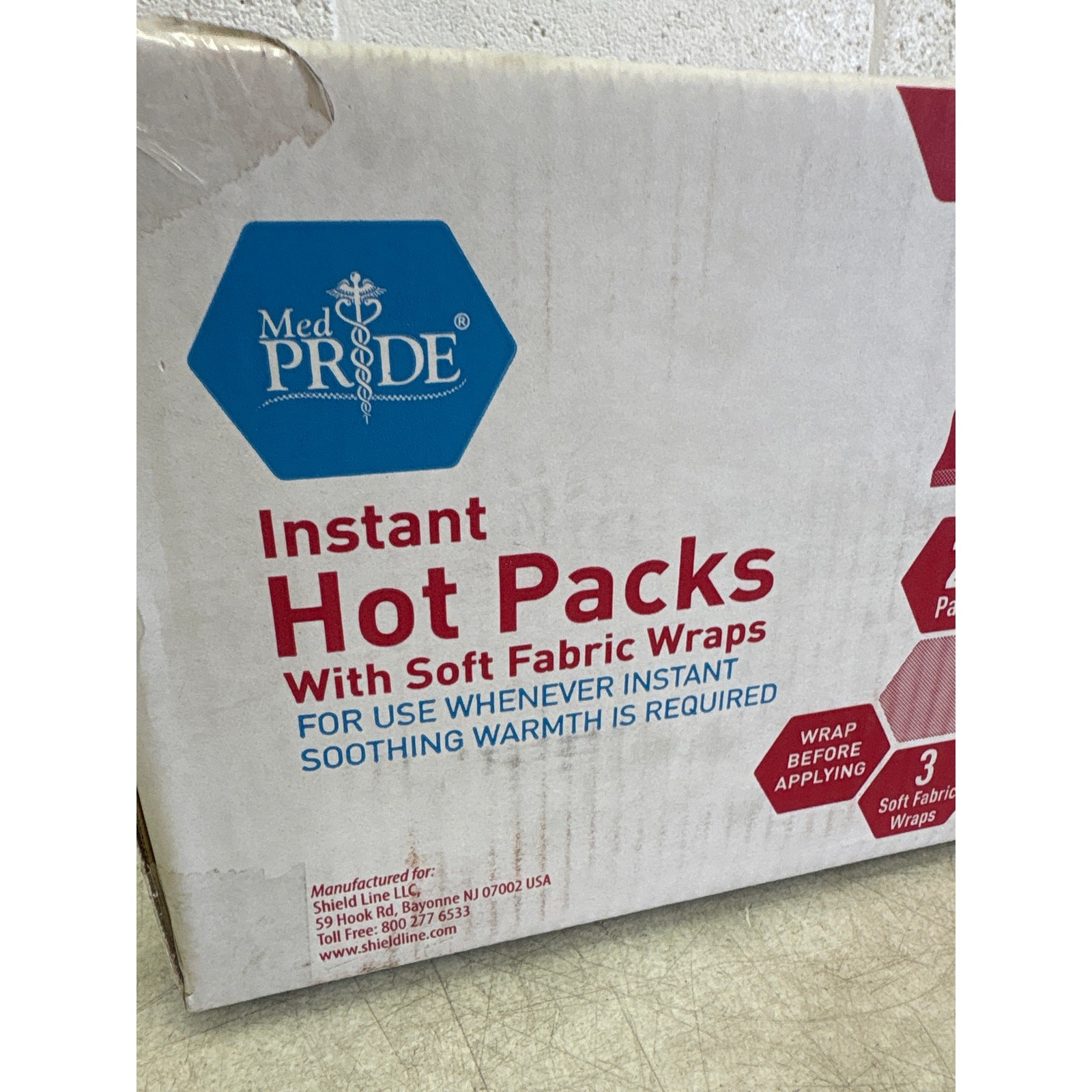MED PRIDE Instant Hot Packs Disposable, Pain Relief 5"x9" 24-Pack 3 Fabric Wraps