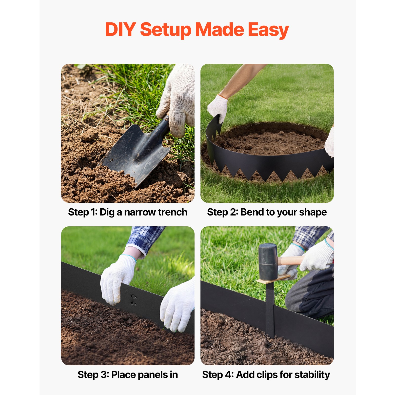 Uimoso Galvanized Steel Garden Edging 40 x 6 in Flexible Metal Landscape Border