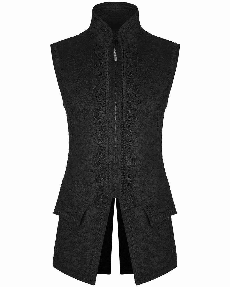 Men's Long Waistcoat Vest Black Gothic Steampunk Victorian Aristocrat