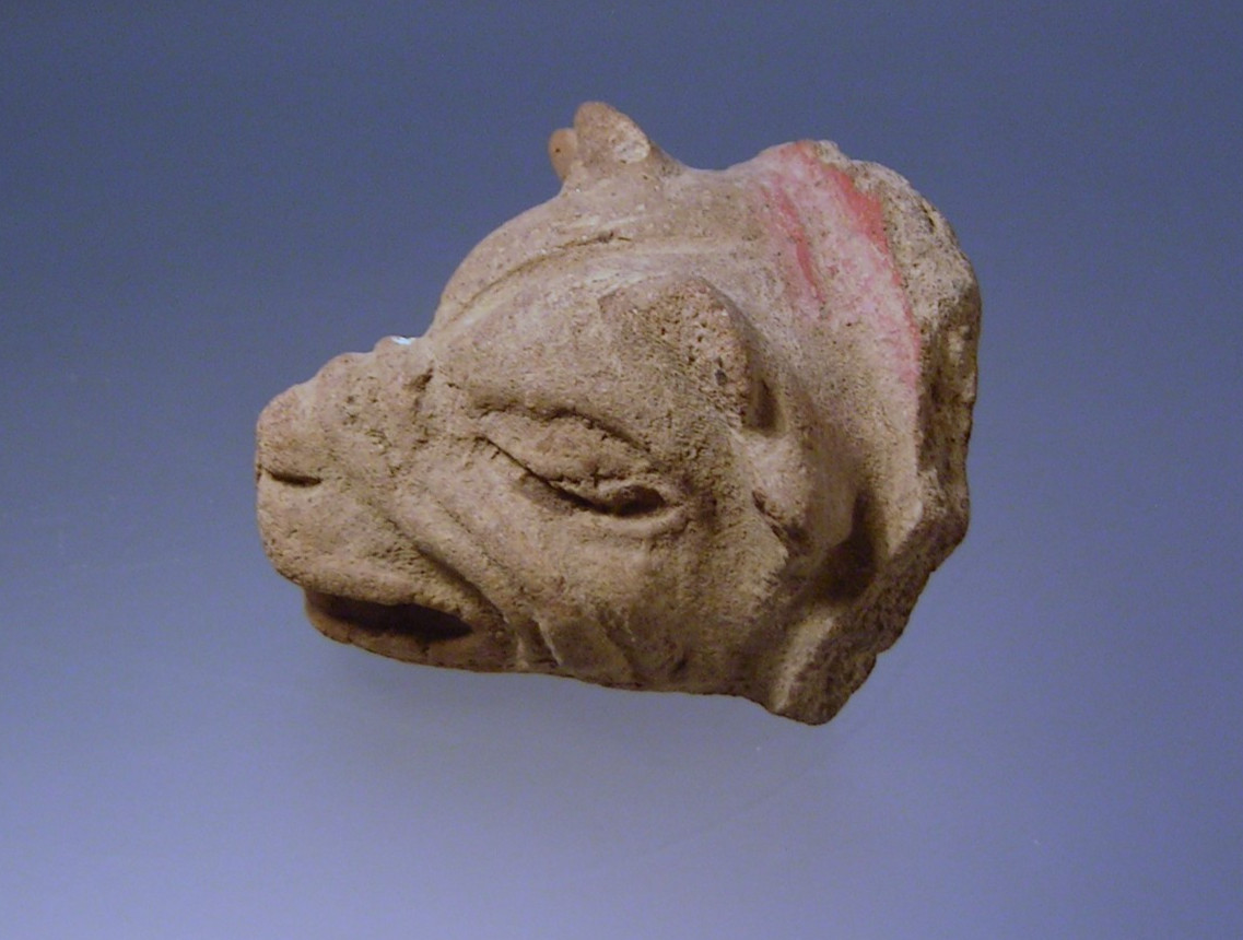 Pre-Columbian Zoomorphic Jaguar Head Pottery Fragment
