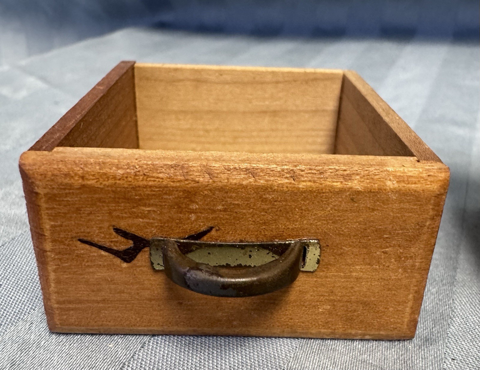 Japanese Vintage Wood Doll House Dresser Yosegi Marquetry Painted with Mirror