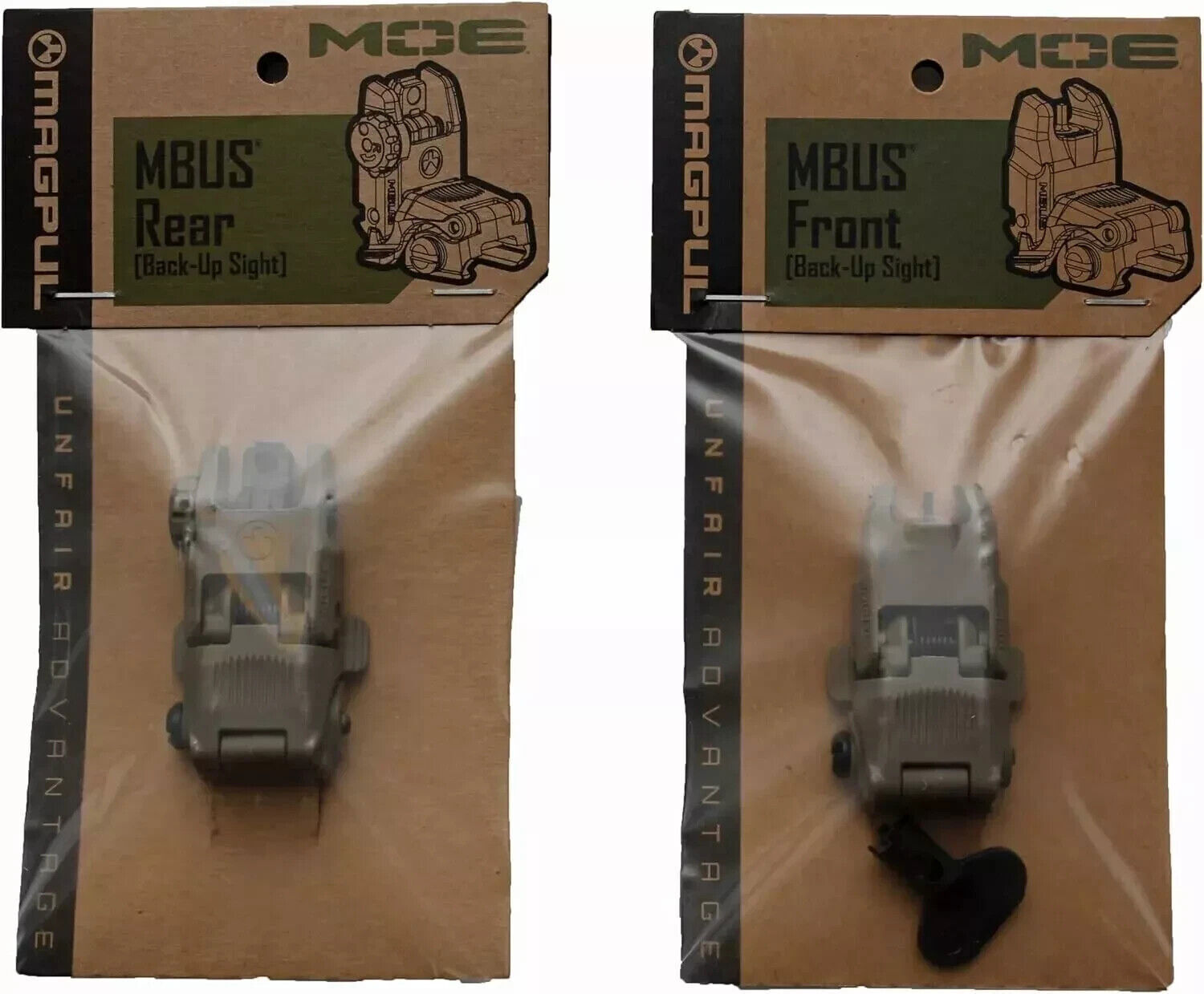 Gen II Flip Up Sights Front & Rear Polymer 20mm Picatinny Mount Brown -US STOCK