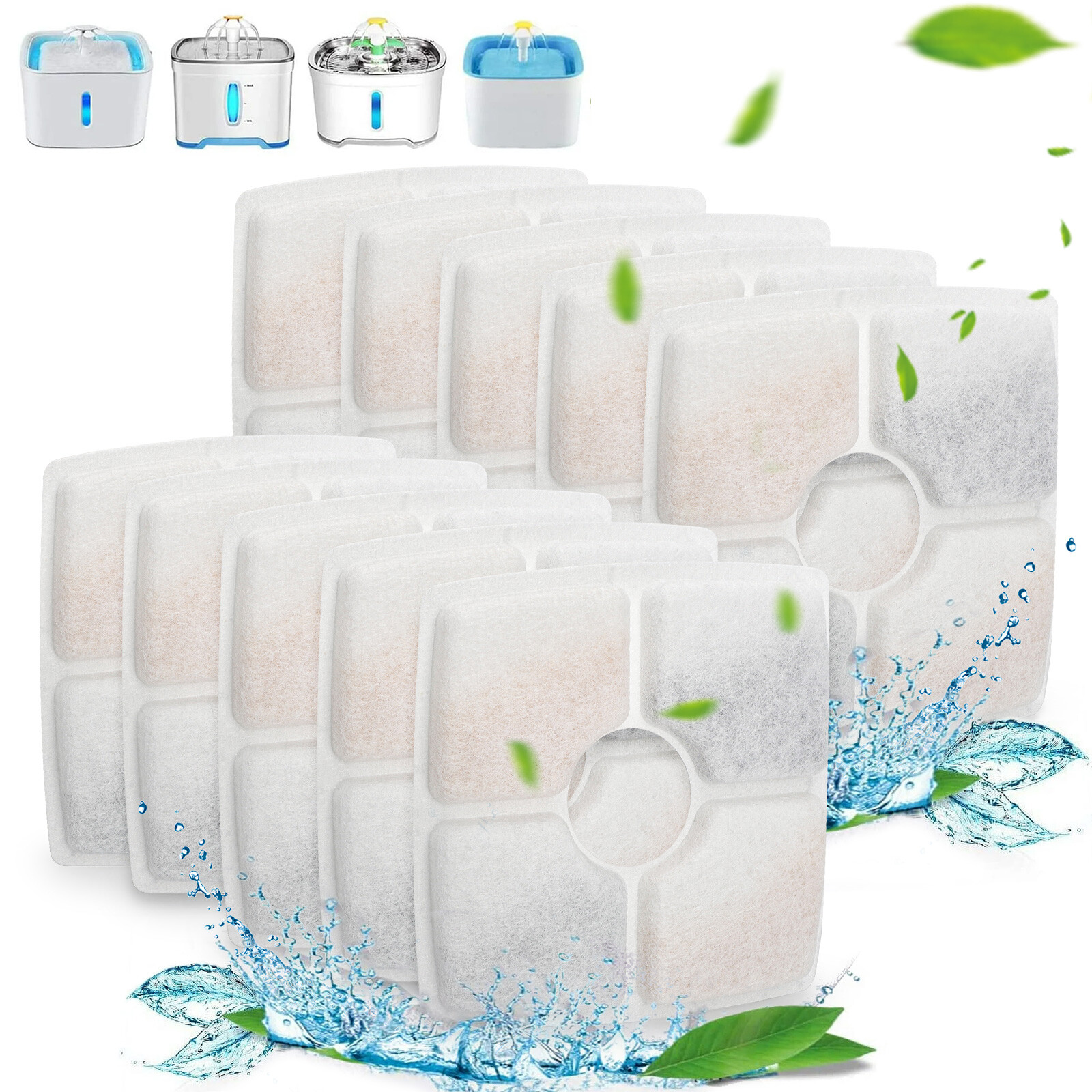 10pcs Cat Water Fountain Filters for Square 84oz Pet Drinking Replacement Filter