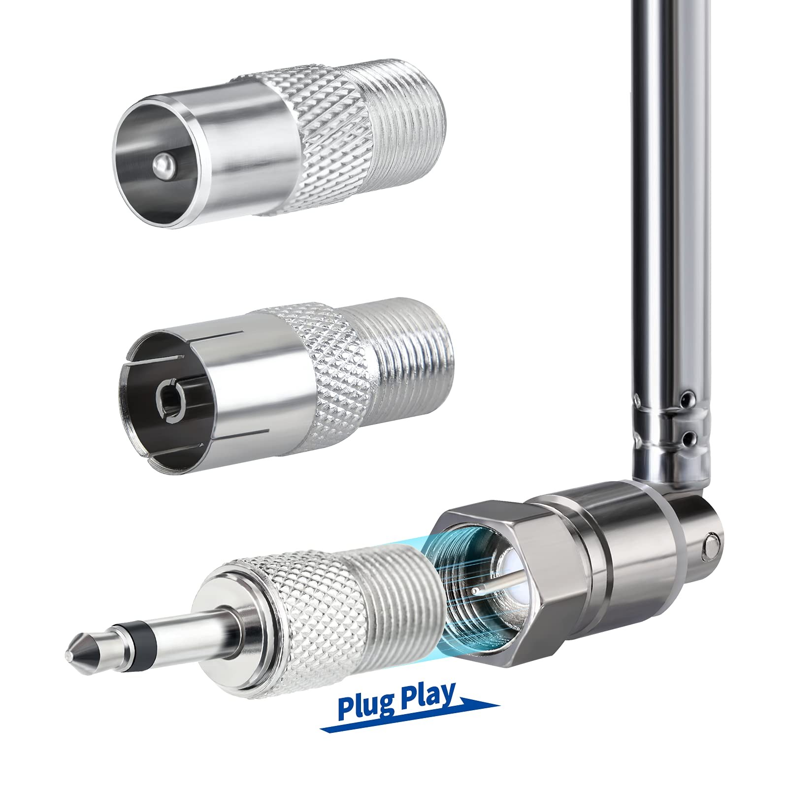 Bingfu 75 Ohm FM Antenna and AM 20cm-115cm Telescopic Kit