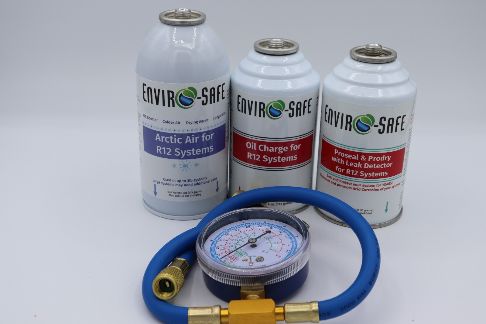 Envirosafe Arctic Air for R12, R-12, Oil, Proseal, Prodry, Dye, with Gauge