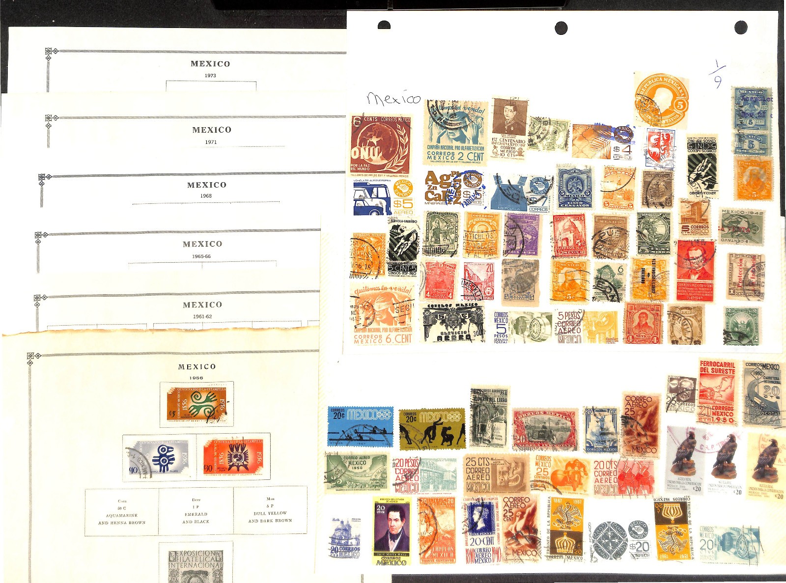 Mexico Stamp Collection on 60 Scott International Pages, 1856-1978 (BE)