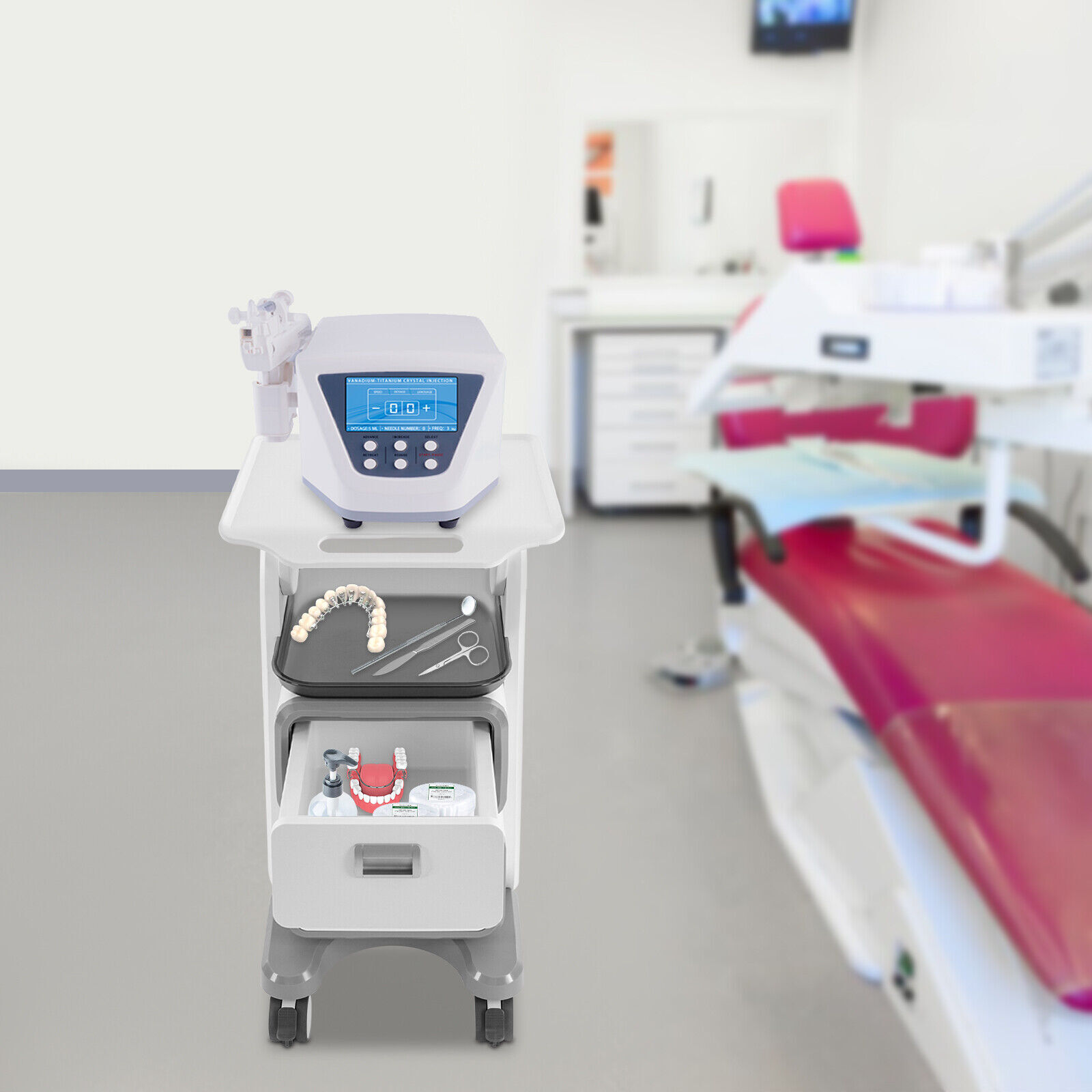 Dental Cabinet Mobile Cart 2 Drawers Stainless Steel Storage Cabinet with wheels