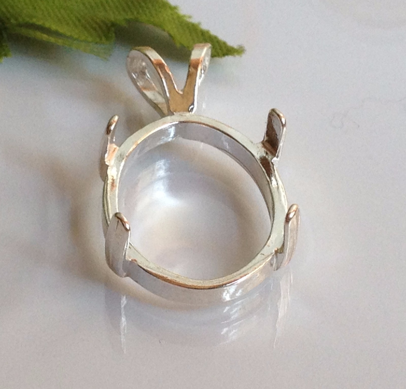 Sterling Silver Oval Cabochon Pre-Notched Pendant Setting (6x4-22x10mm)