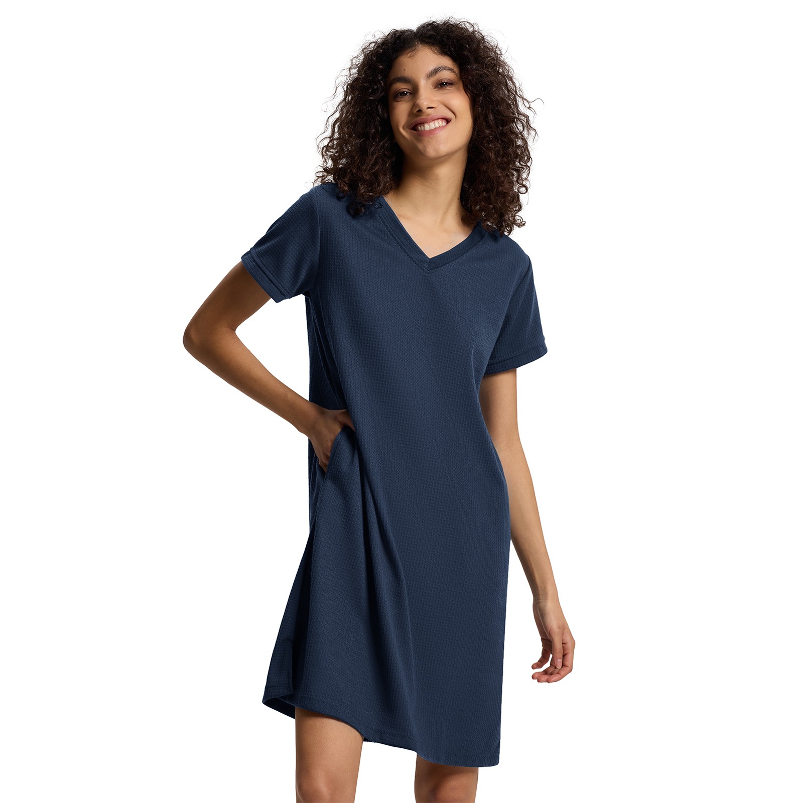 SIORO Women Short Sleeve Nightgowns Comfy Sleepshirt Sleepwear Waffle Loungewear