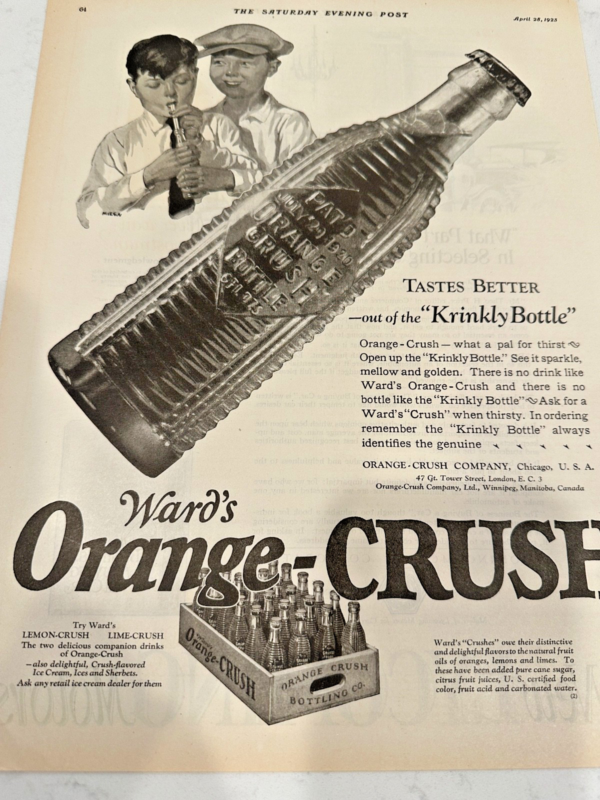 Orange Crush one-page ad Saturday Evening Post April 28 1923