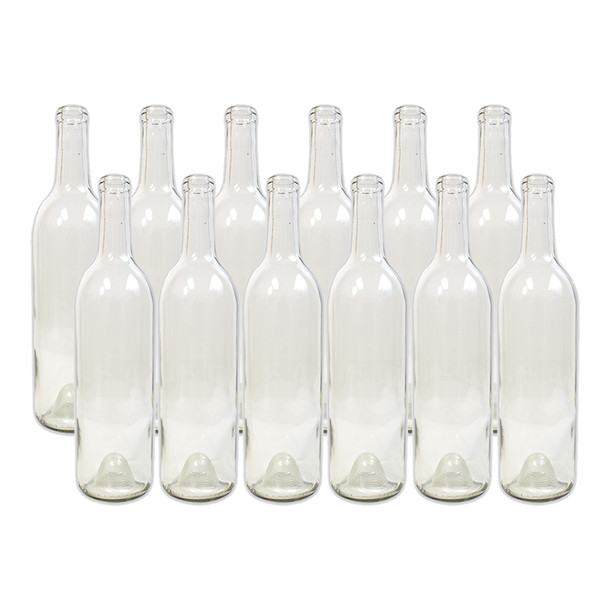 LD Carlson 750mL Clear Bordeaux Punted Bottles 12/Case