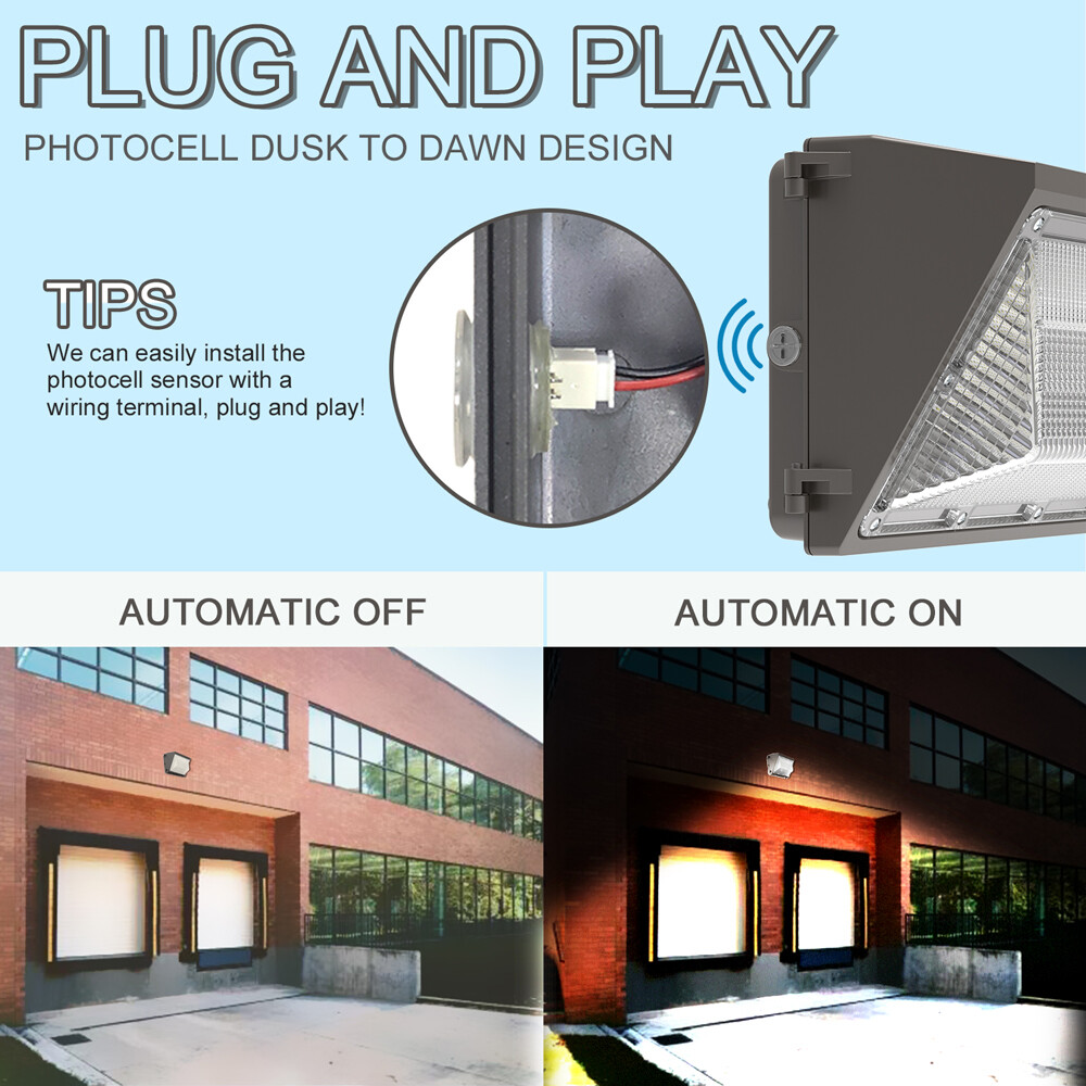 4 Pcs 120W LED Wall Pack Light Dusk to Dawn Commercial Outdoor Security Light