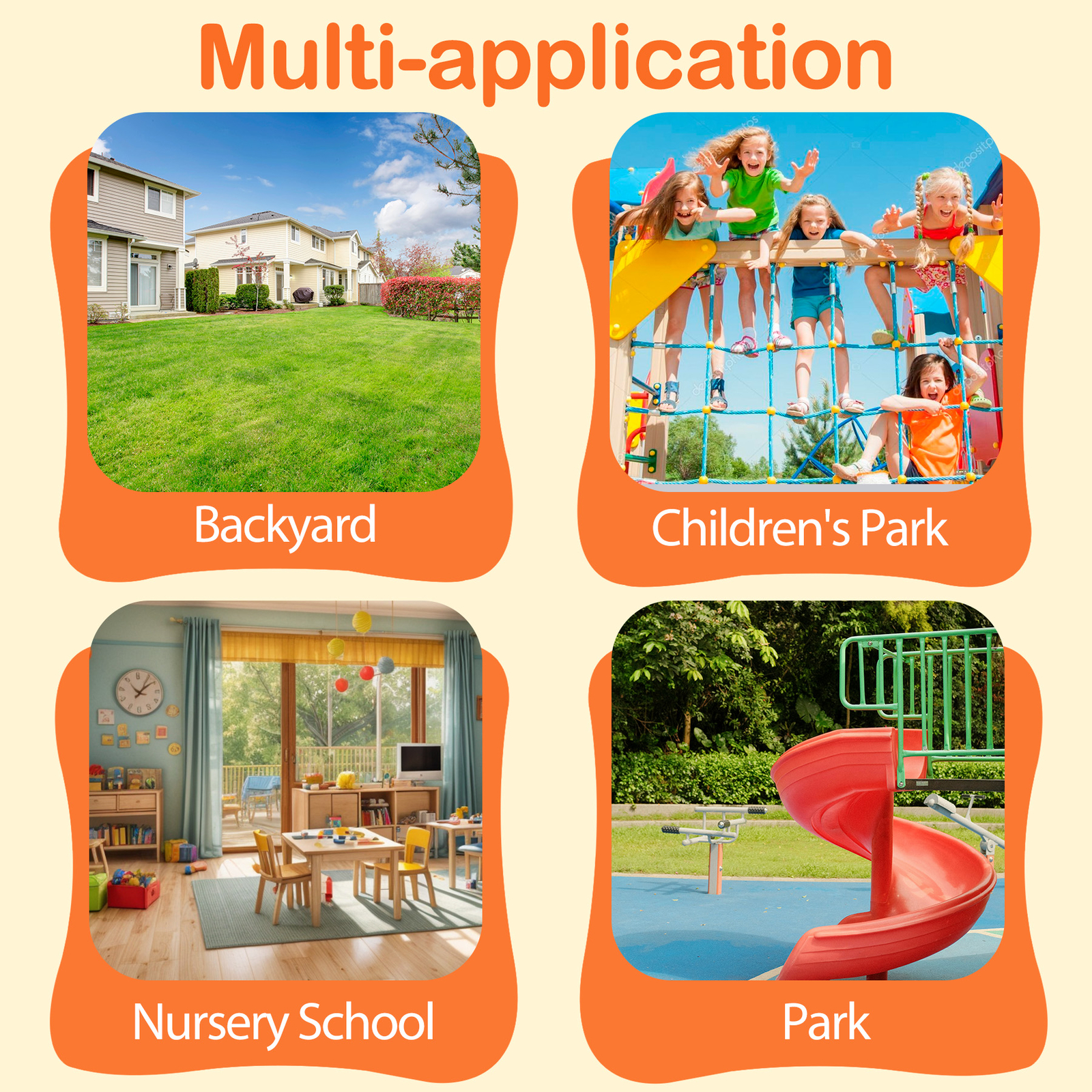 6-in-1 Swing Sets for Backyard Multifunction Metal Playground Swing Set for kids