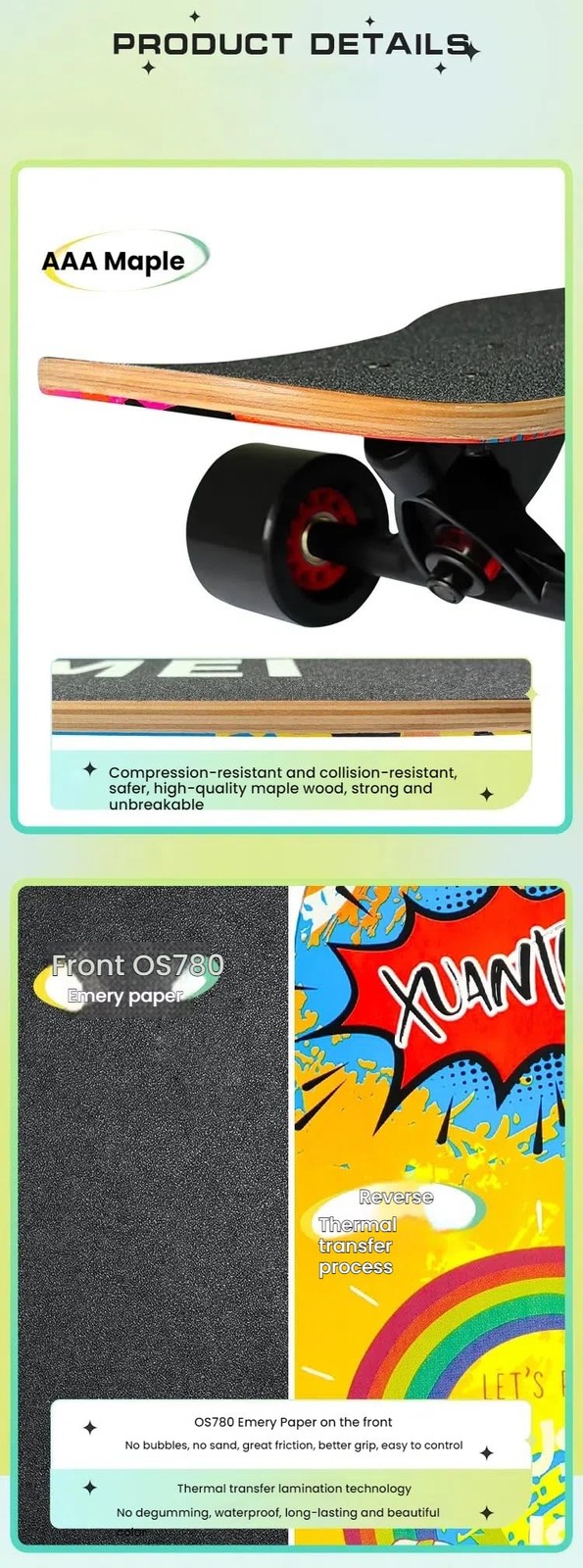 Customizable Patterns Supported， ProfessionalGrade AllRound Longboard，42Inch ...