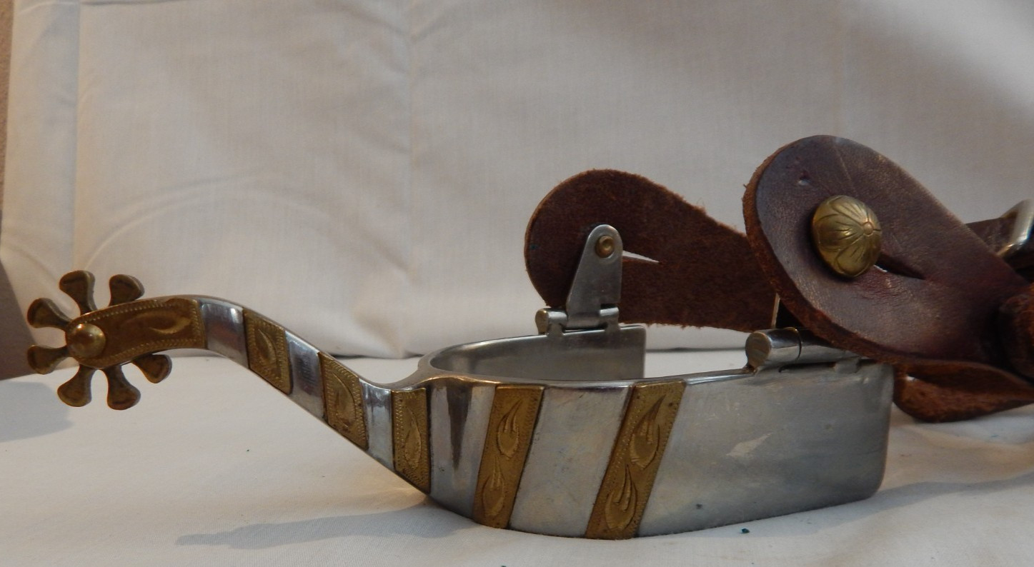 Stainless Steel gold Inlay Western Cowboy Spurs - 90