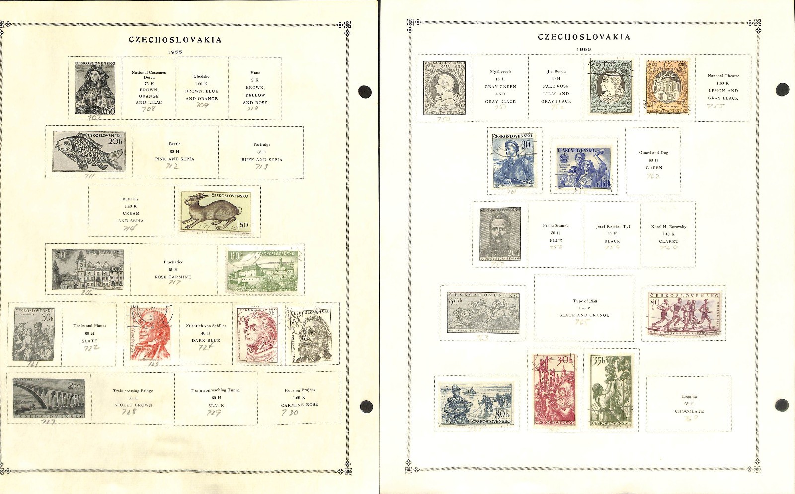 Czechoslovakia Stamp Collection on 40 Scott International Pages, 1918-1968 (BG)