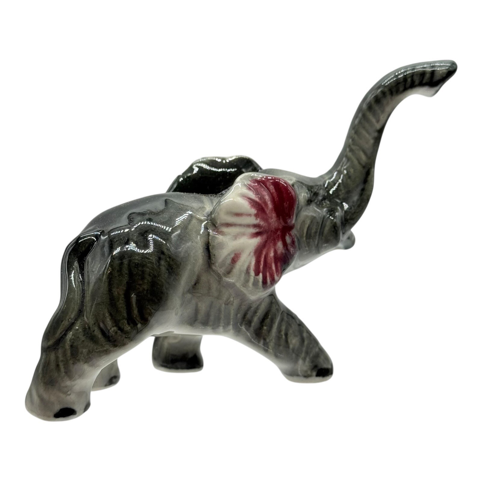 Elephant Figurine Trunk Up Ceramic Animal Statue Decor Collectible Vintage Gift