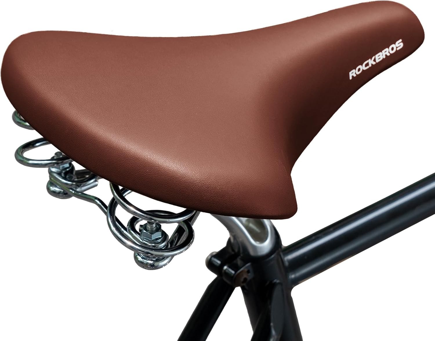 ROCKBROS Bike Seat Wide Comfort Cushion Waterproof Vintage Brown Bicycle Saddle
