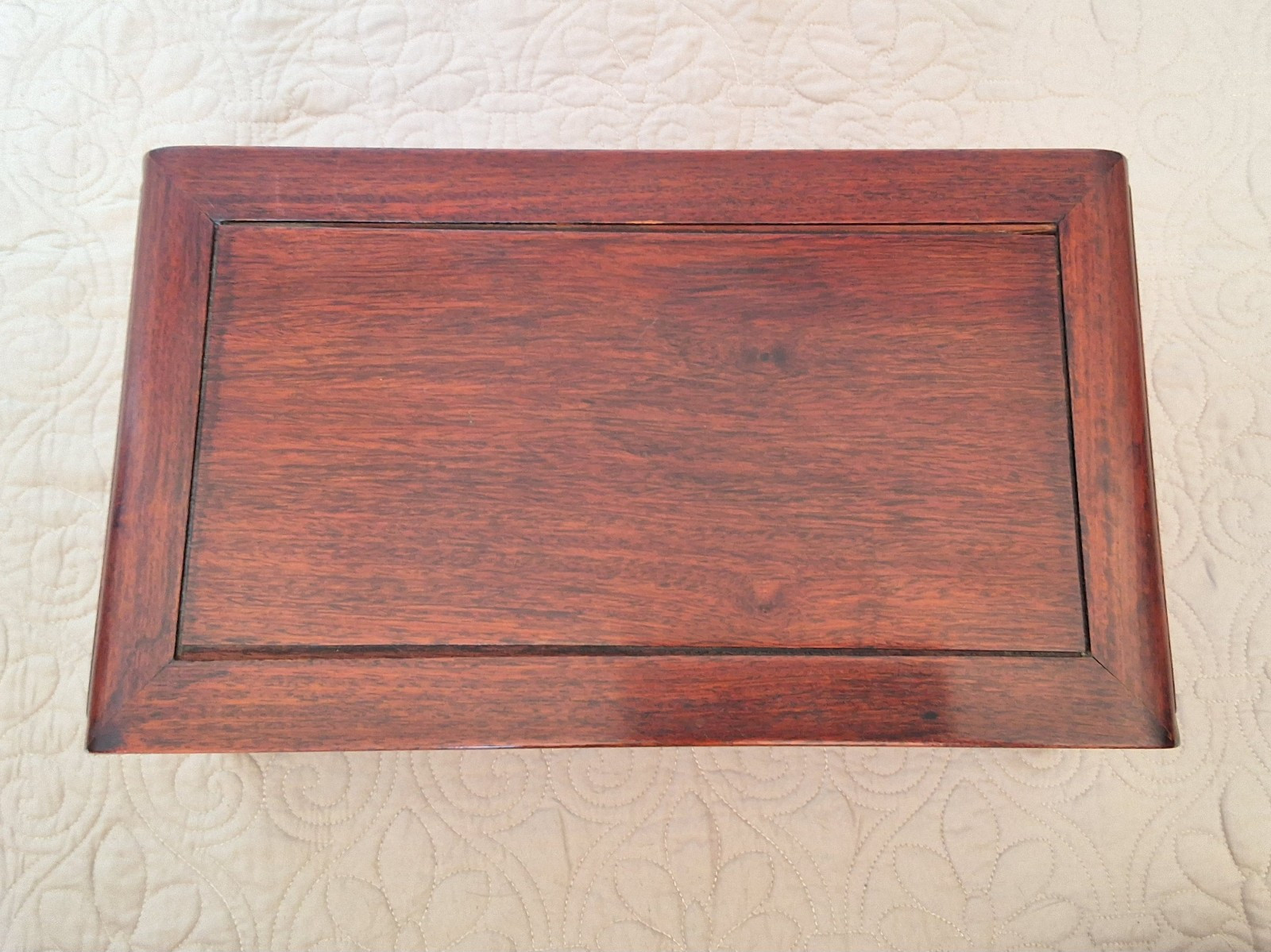 Pair MCM Oriental Asian Mahogany Brown Rectangular Shrine Table Set Bonsai Vtg