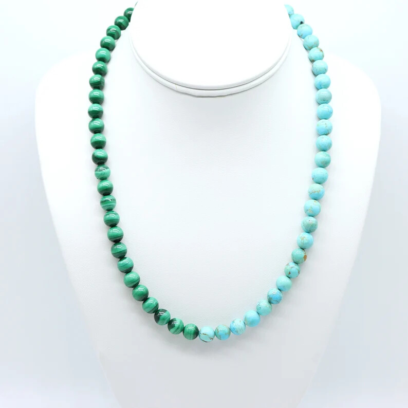 Turquoise Malachite Beaded Necklace, Carrie Bradshaw And Just Like That Sex City