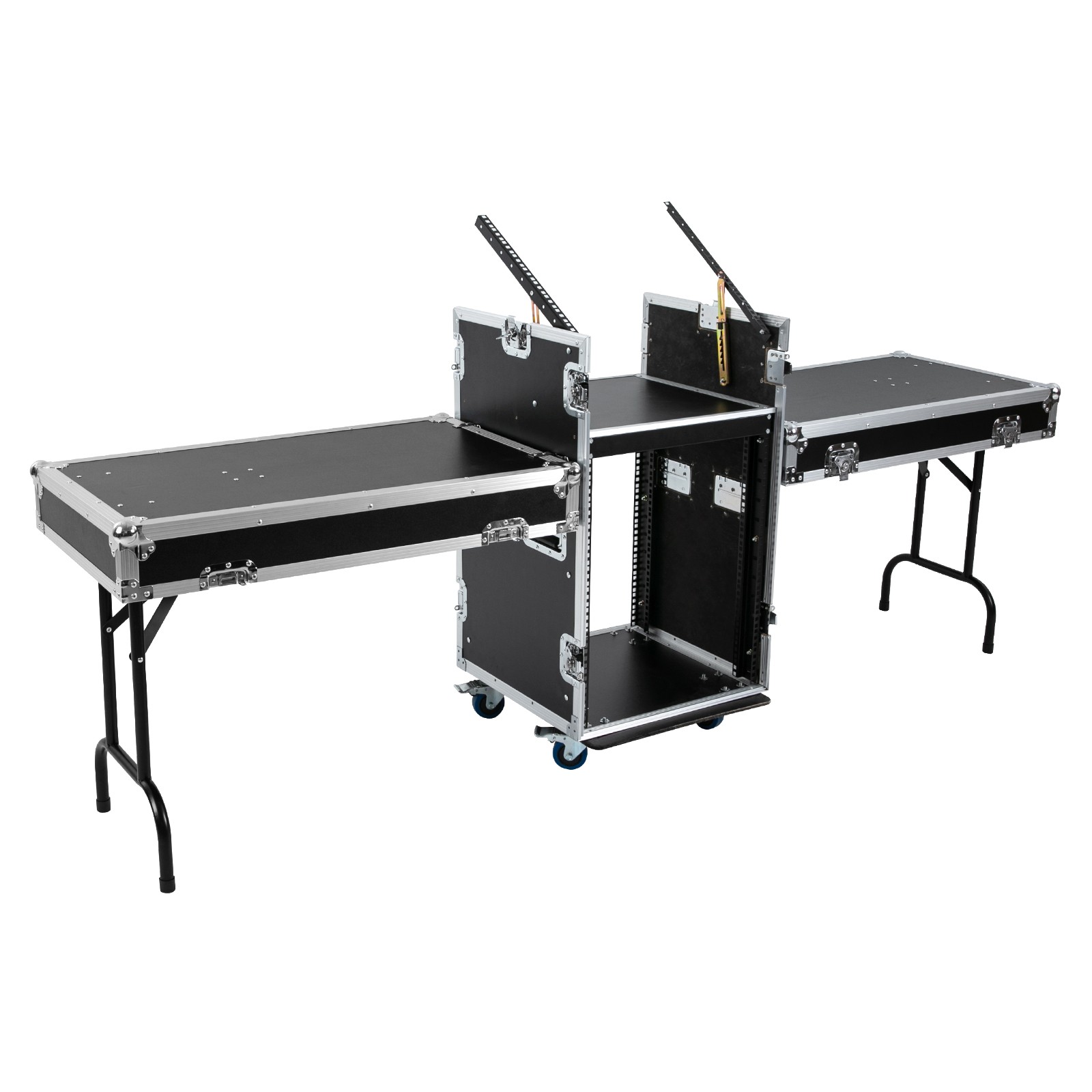 14U PA DJ Rack / Road Case Slant Mixer Top Rack with 2* DJ Table Tops 661.39lbs