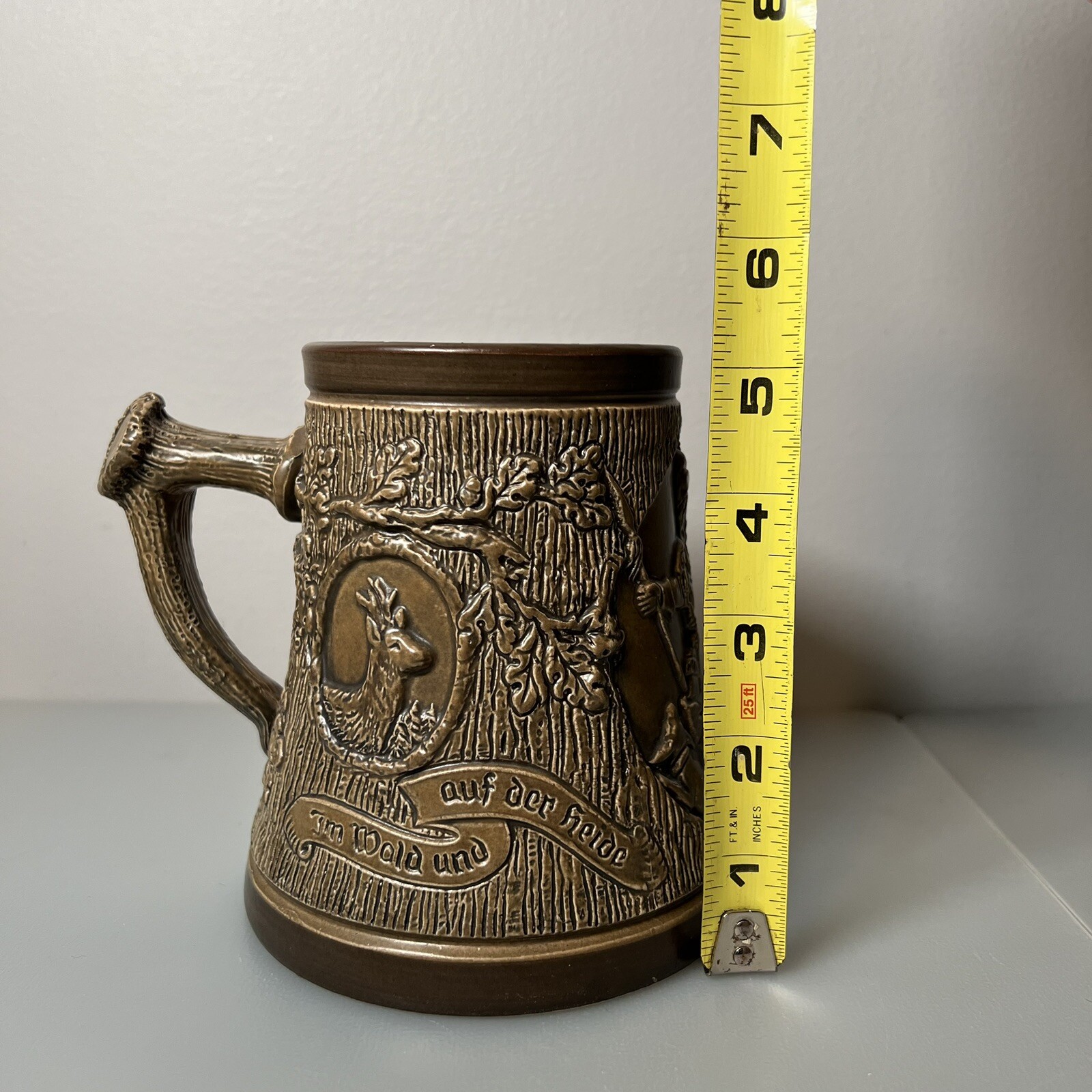 Western Germany Ceramic STAG ELK Beer STEIN MUG Hunter Dogs Black Forest German