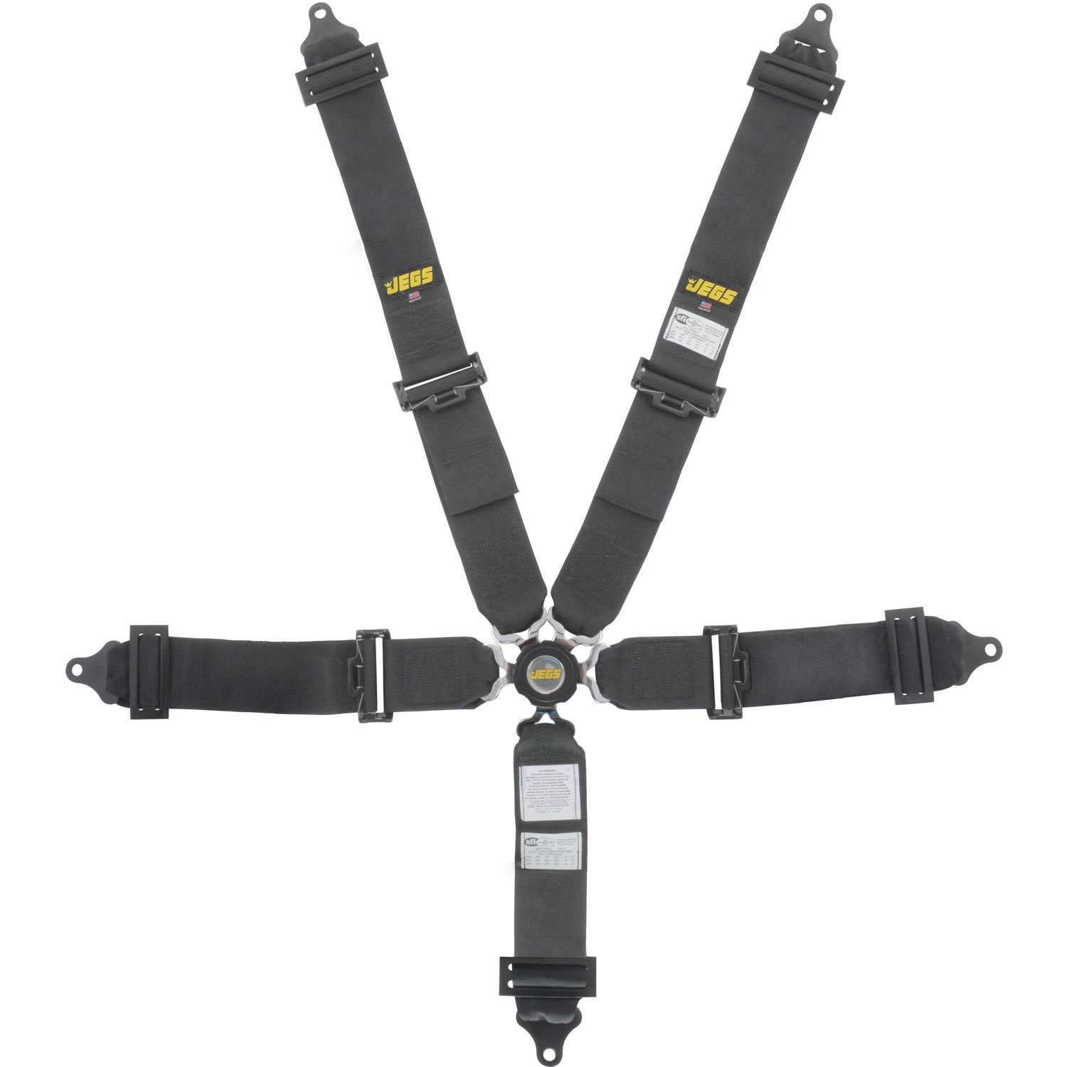 JEGS 702264K 16" Black Race Seat and Black Harness Kit