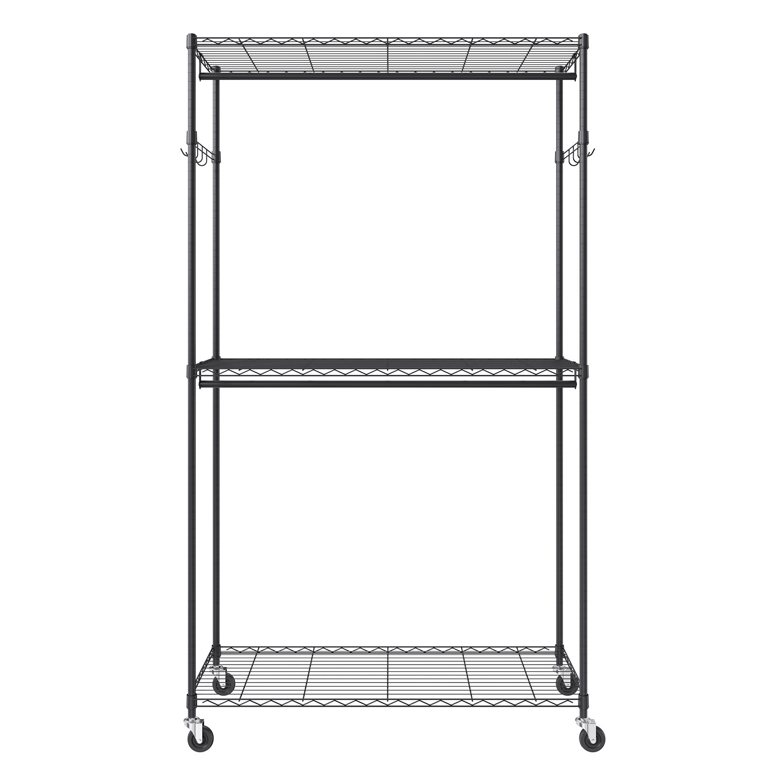 VEVOR Clothes Rack Rolling Clothing Garment Rack with 3 Storage Tiers 400 lbs