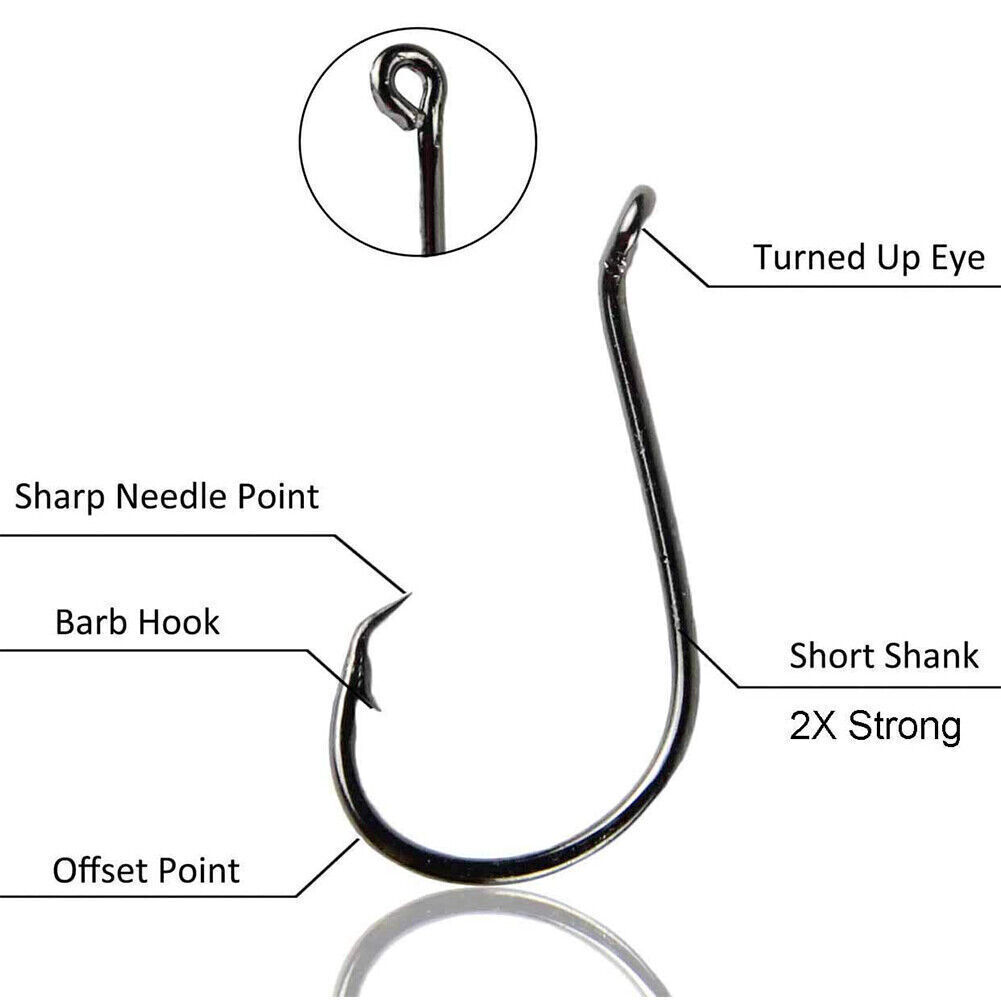 100pcs Circle Fishing Hooks 1# 1/0 5/0 Ultra Sharp Carbon Steel Octopus Offset
