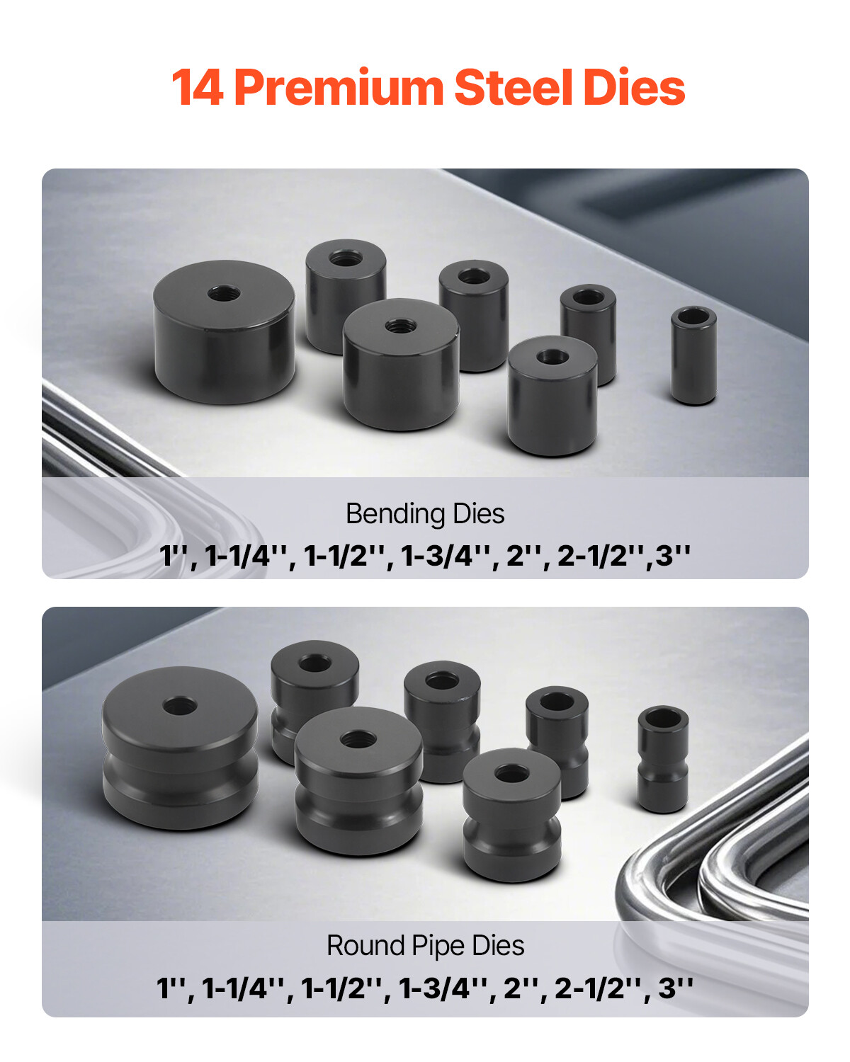 Manual Pipe Bender Max 2" O.D. Pipe Tube Bending Tool with 14 Bending Dies