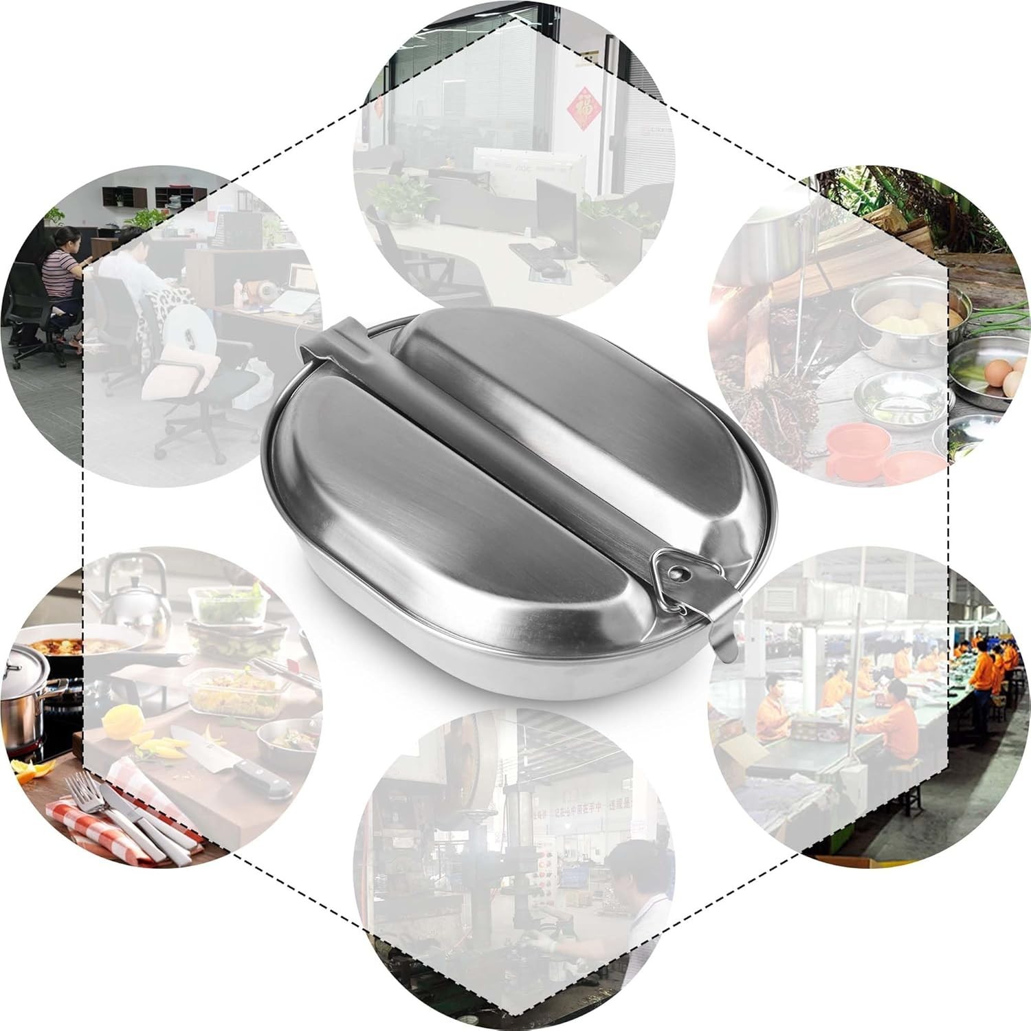 304 Stainless Steel US Military Mess Kit Plate Set GI Type Outdoor Camping Hiki