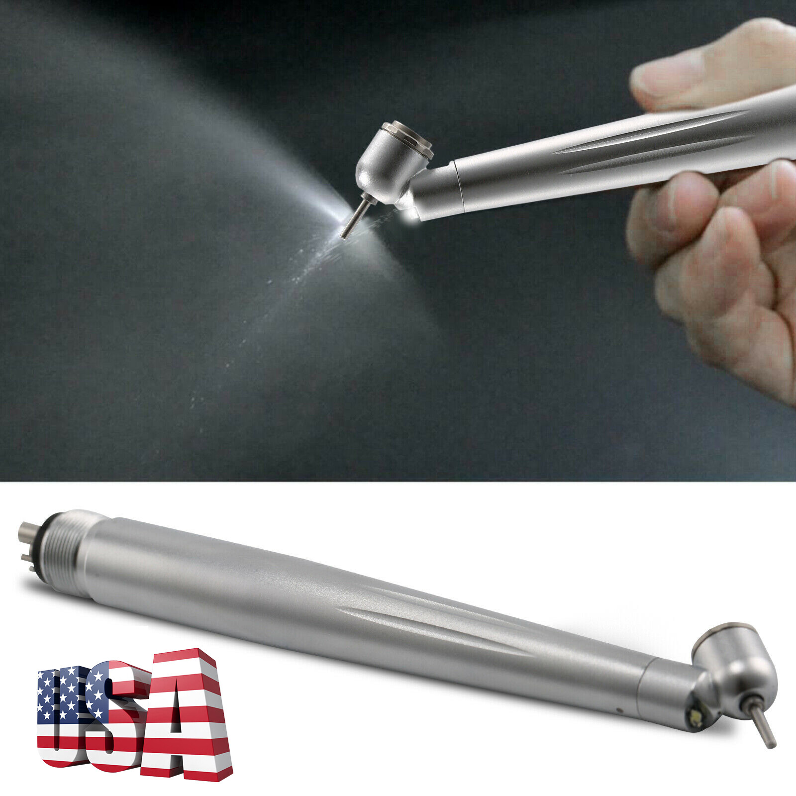 NSK Style Dental LED 45° Degree Surgical High Speed Handpiece Push Button 4 Hole