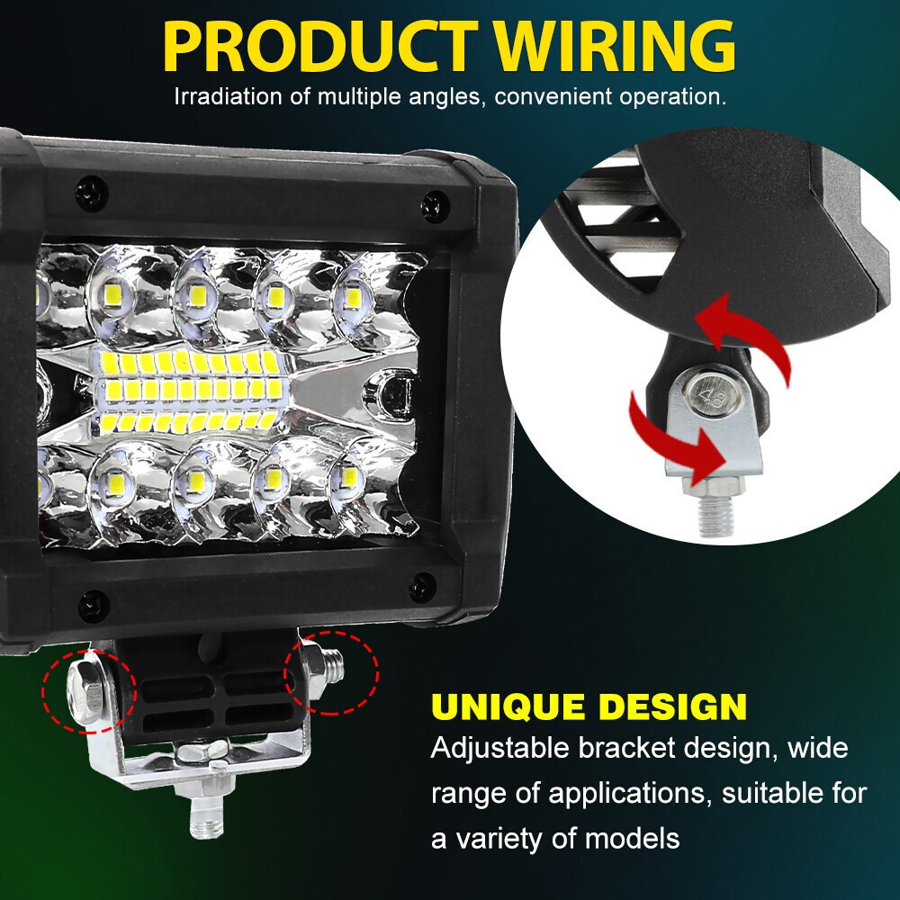 Pair 4" 30000LM LED Work Light Bar Spot Pods Fog Lamp Offroad Driving Truck ATV