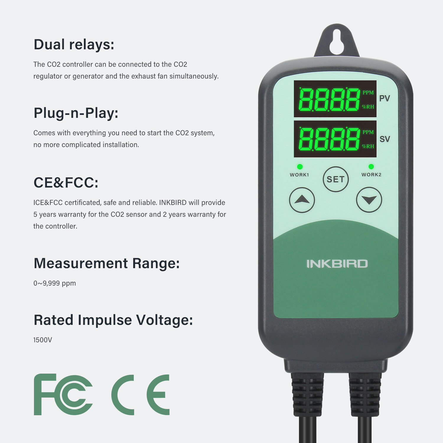 Inkbird Digital CO2 Controller Regulator Monitor for Greenhouse