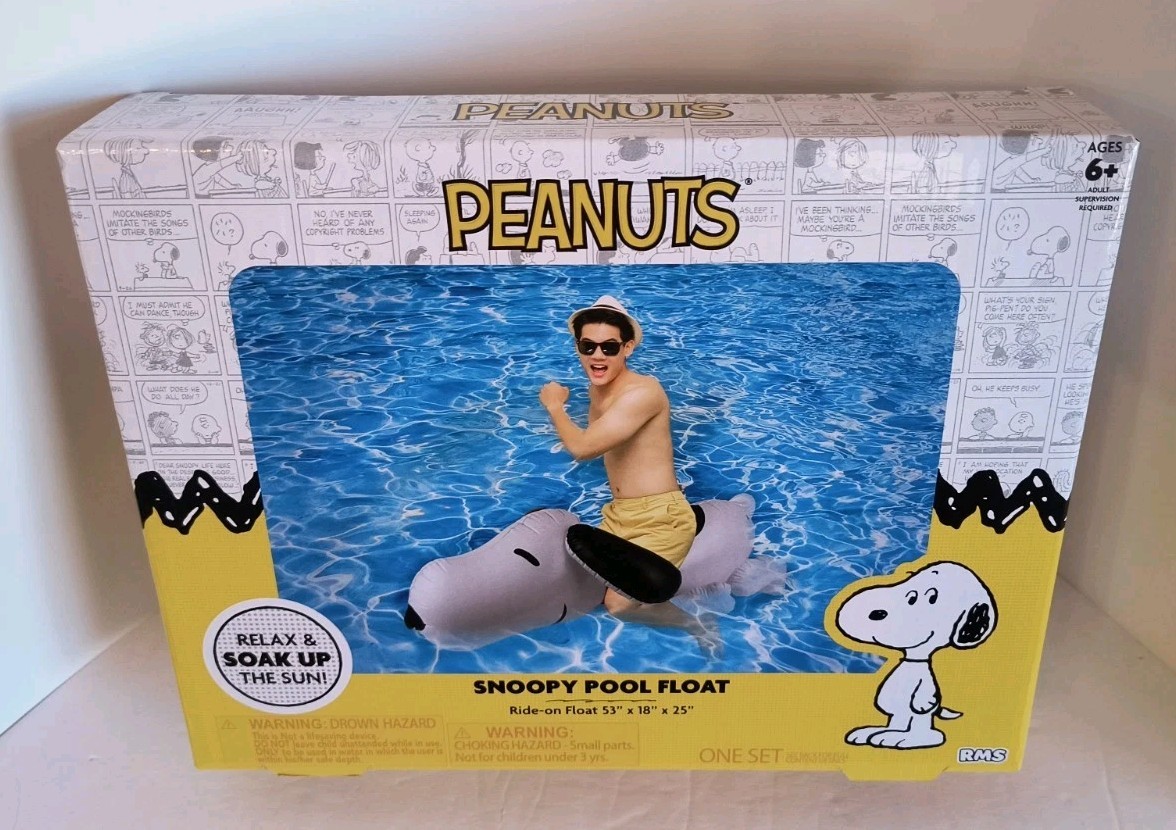 Peanuts SNOOPY Ride-On Pool Float 53" x 18" x 25" Relax & Soak Up the SUN! NEW!