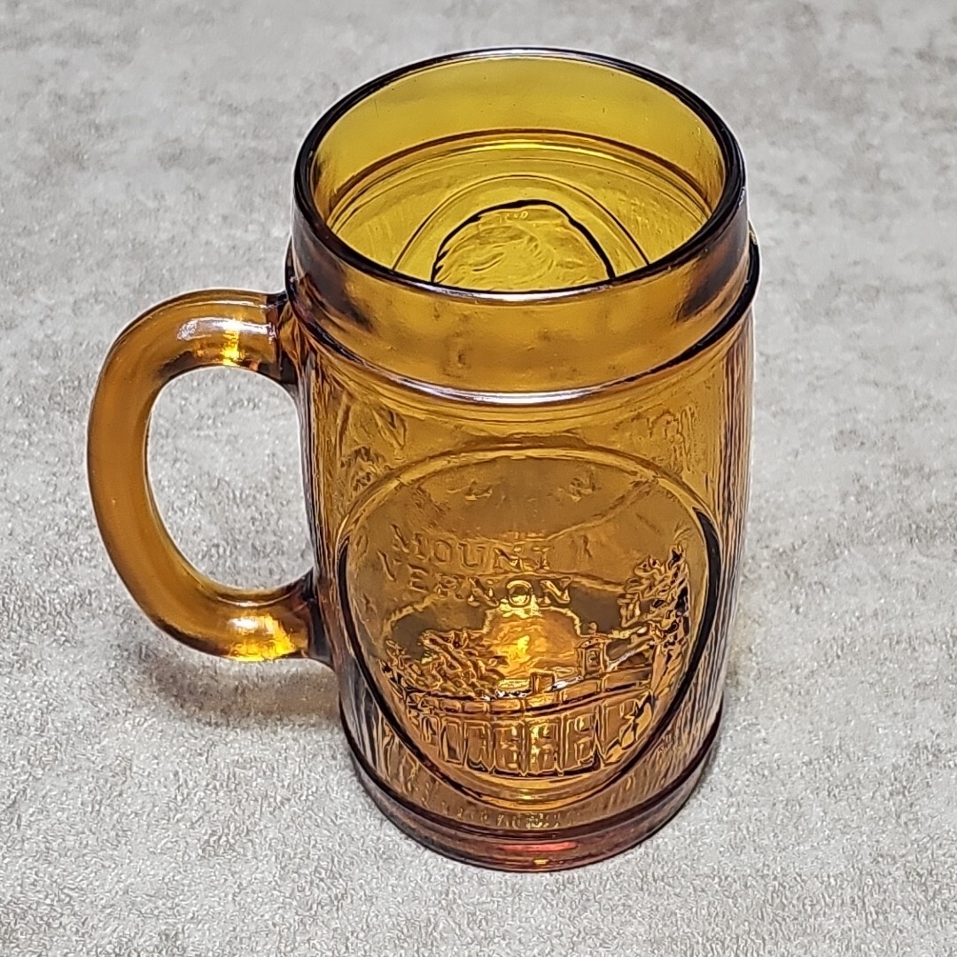VTG George Washington Mount Vernon amber glass beer mug stein