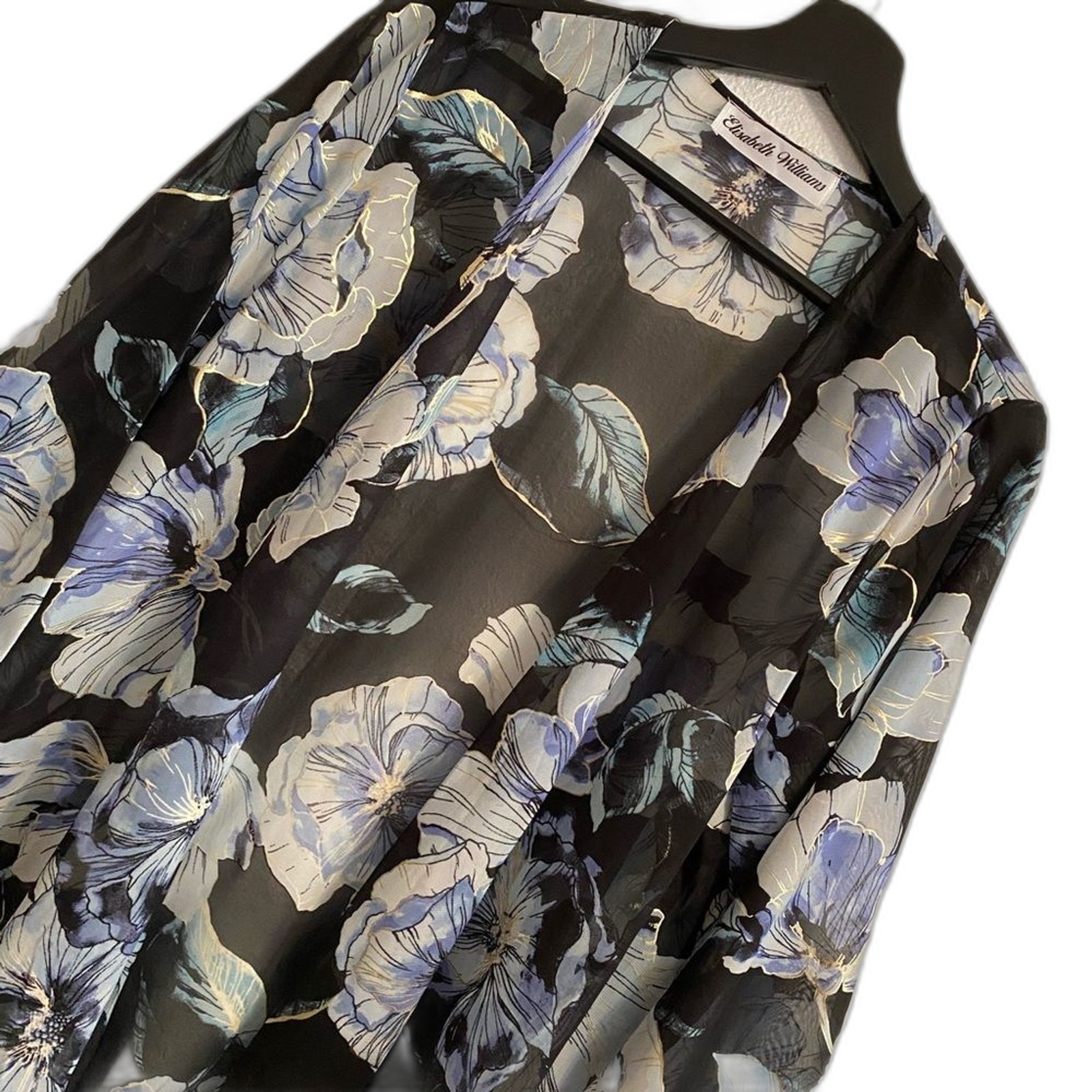 Boho Floral Sheer L Kimono Cottagecore Fairy Dainty Romantic Coquette b2-12