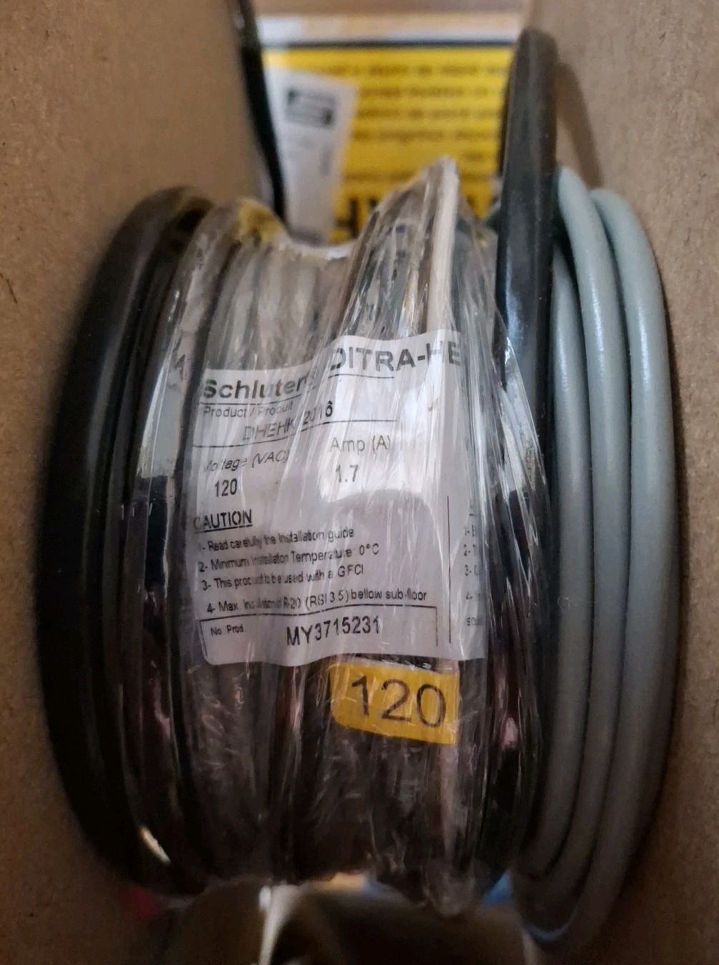 Schluter Ditra Heat Floor Heating Cable DHEHK12016 120V 52.9 ft (16 sq ft)