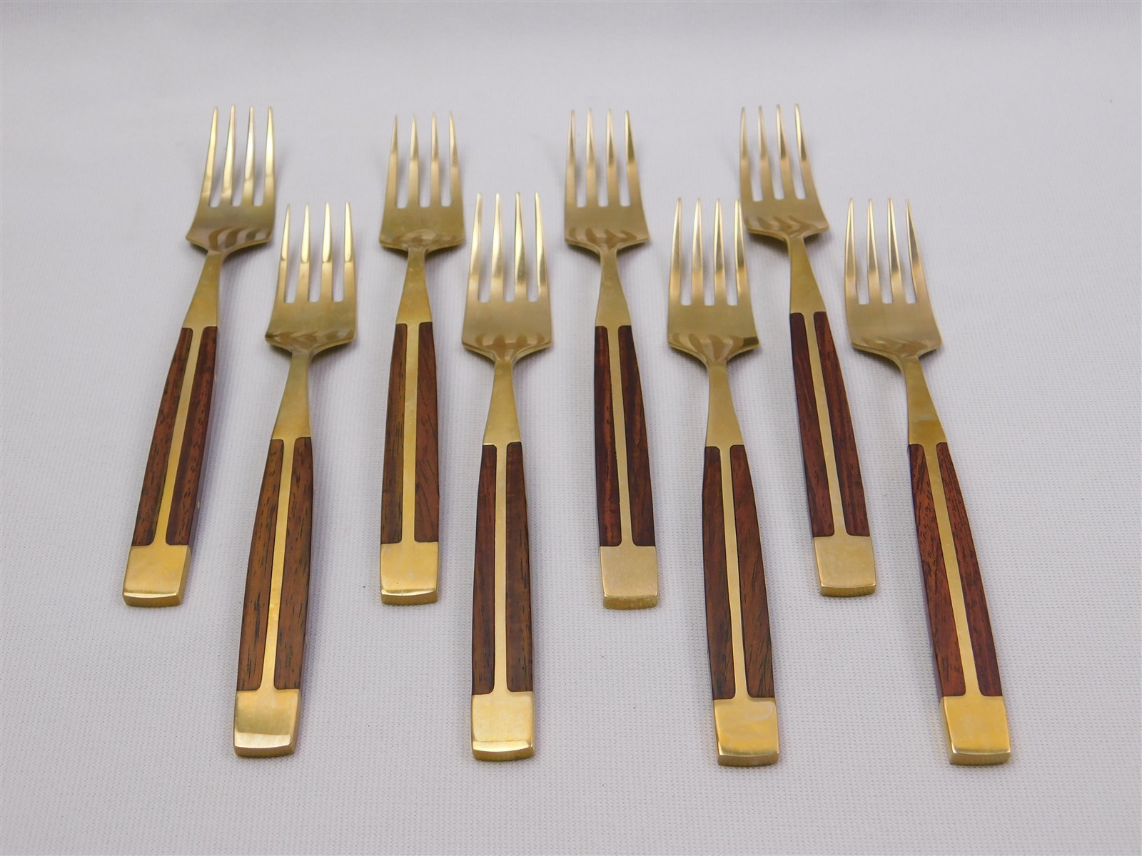 91Pcs JEAN-CLAUDE Bronze & Rosewood Flatware Set MCM Service for 8 + Service Pcs